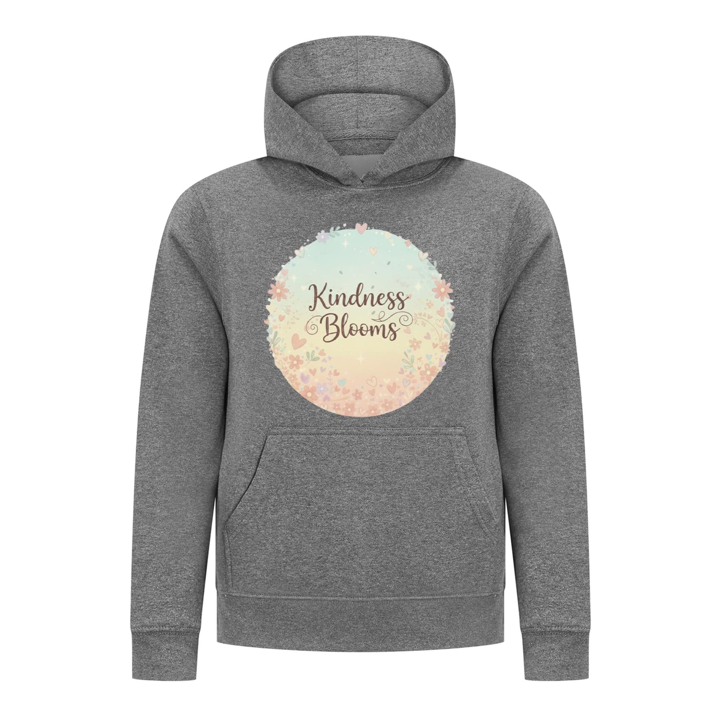 Everyday Kids “Kindness Blooms” Girls Pullover Hoodie – Pastel Floral Positive Sweatshirt