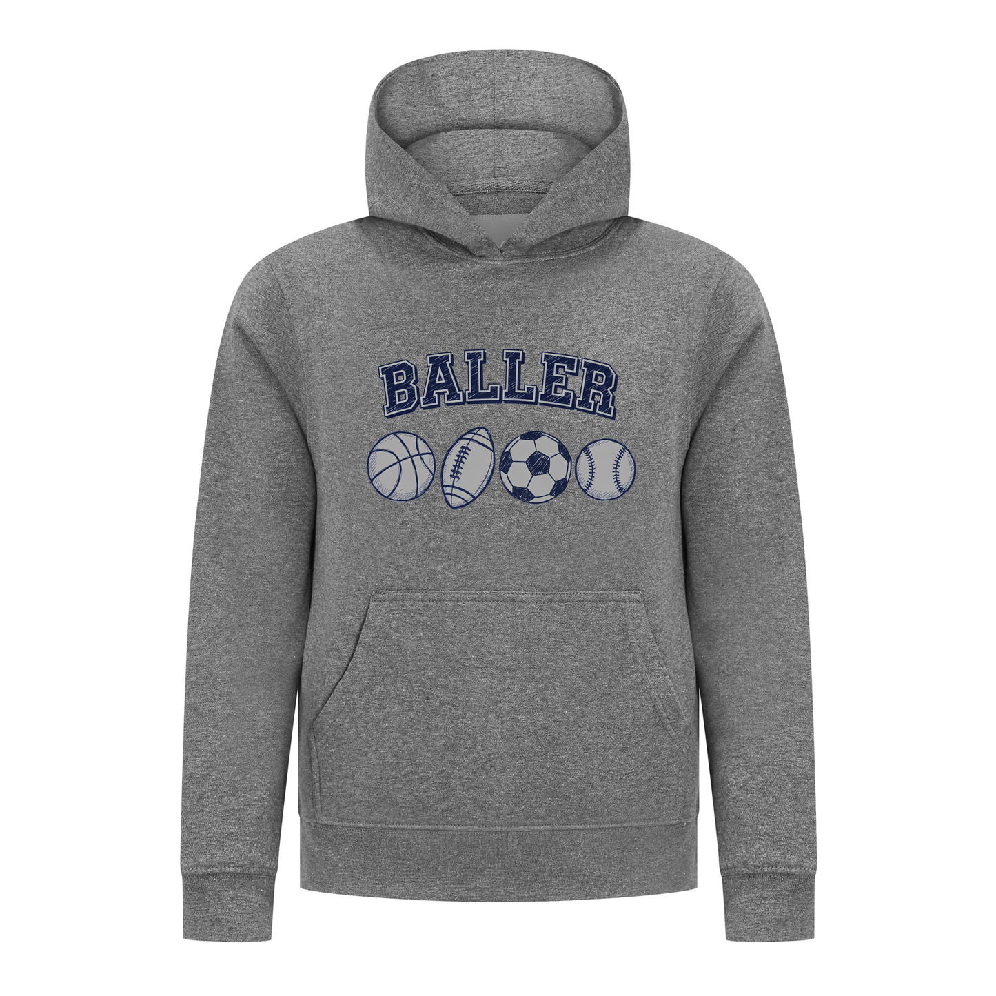 Everyday Kids Sports Collection Boys Pullover Hoodie – Ballers Multi-Sport Graphic Sweatshirt