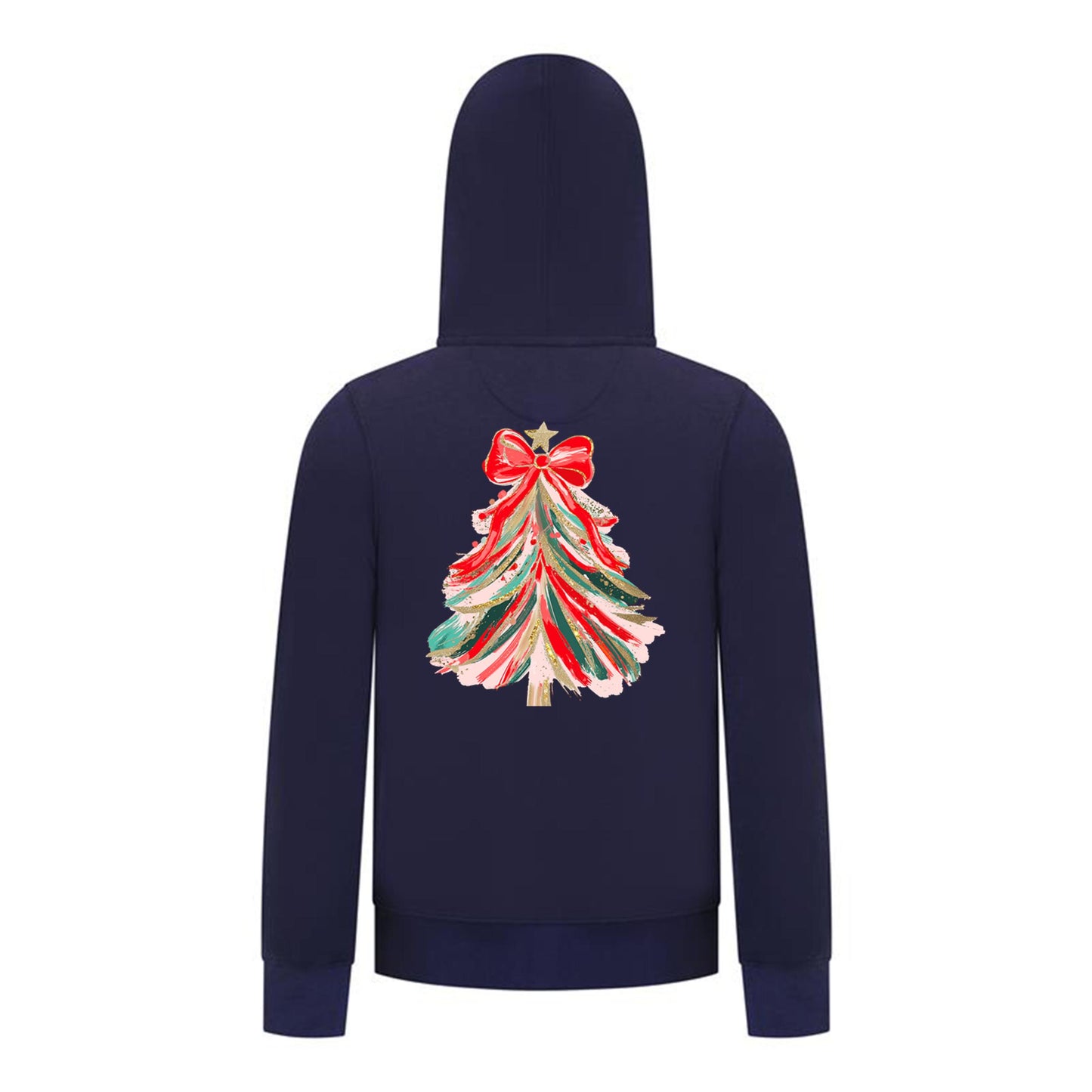 Everyday Kids Christmas Collection Red & Gold Painted Tree Girls Zip Up Hoodie – Holiday Sweatshirt