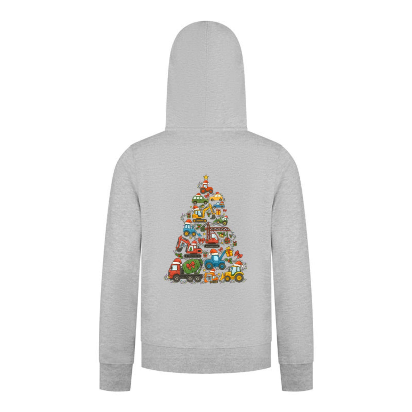 Everyday Kids Christmas Collection Construction Truck Tree Boys Zip up Hoodie – Holiday Sweatshirt - Heather Gray