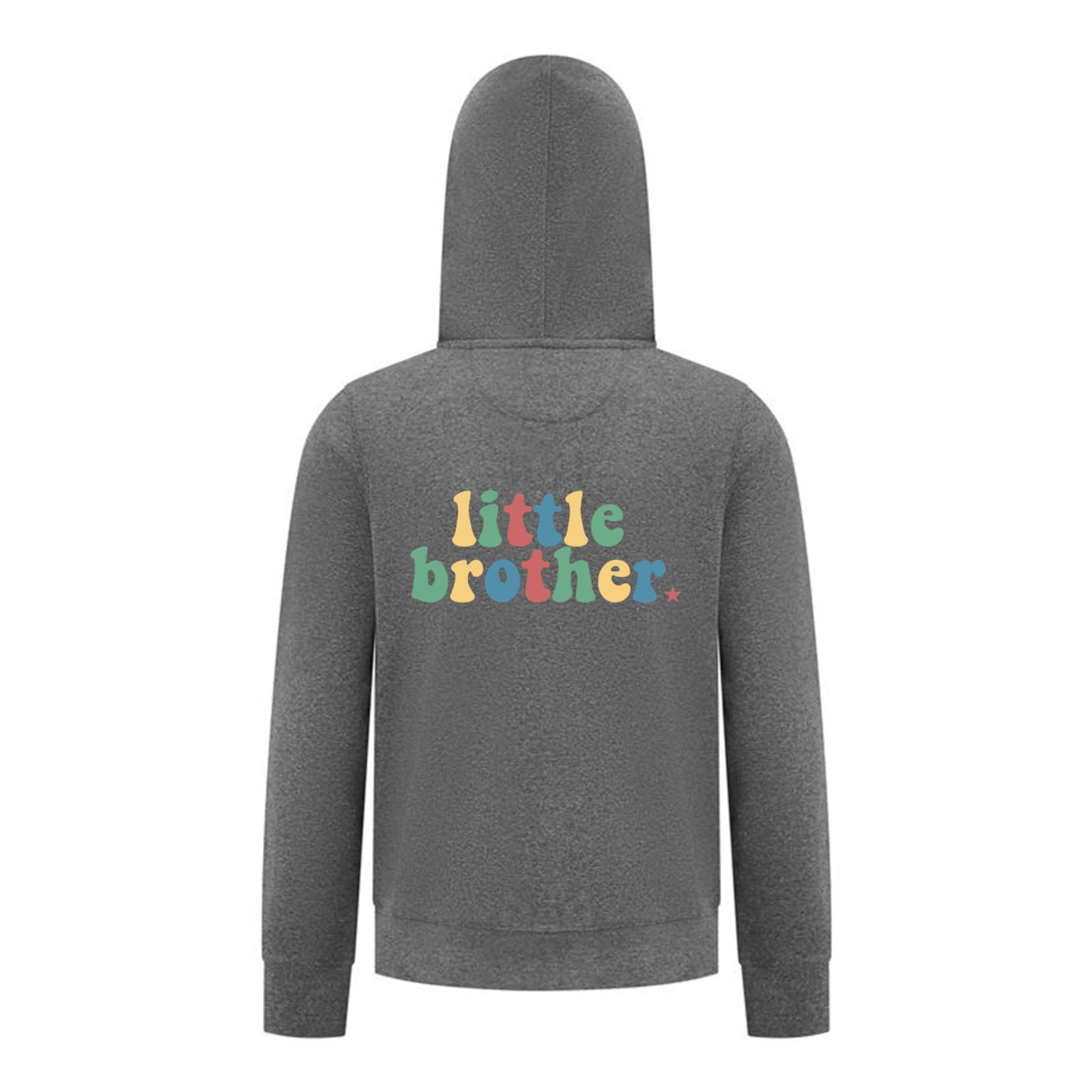 Everyday Kids Little Brother Boys Zip Up Hoodie – Cute Retro Sibling Sweatshirt