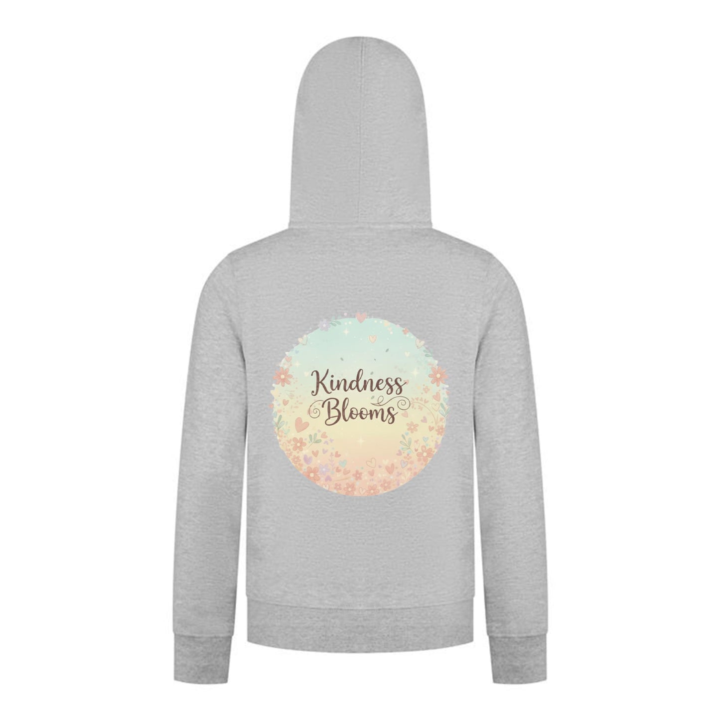 Everyday Kids “Kindness Blooms” Girls Zip Up Hoodie – Pastel Floral Positive Sweatshirt
