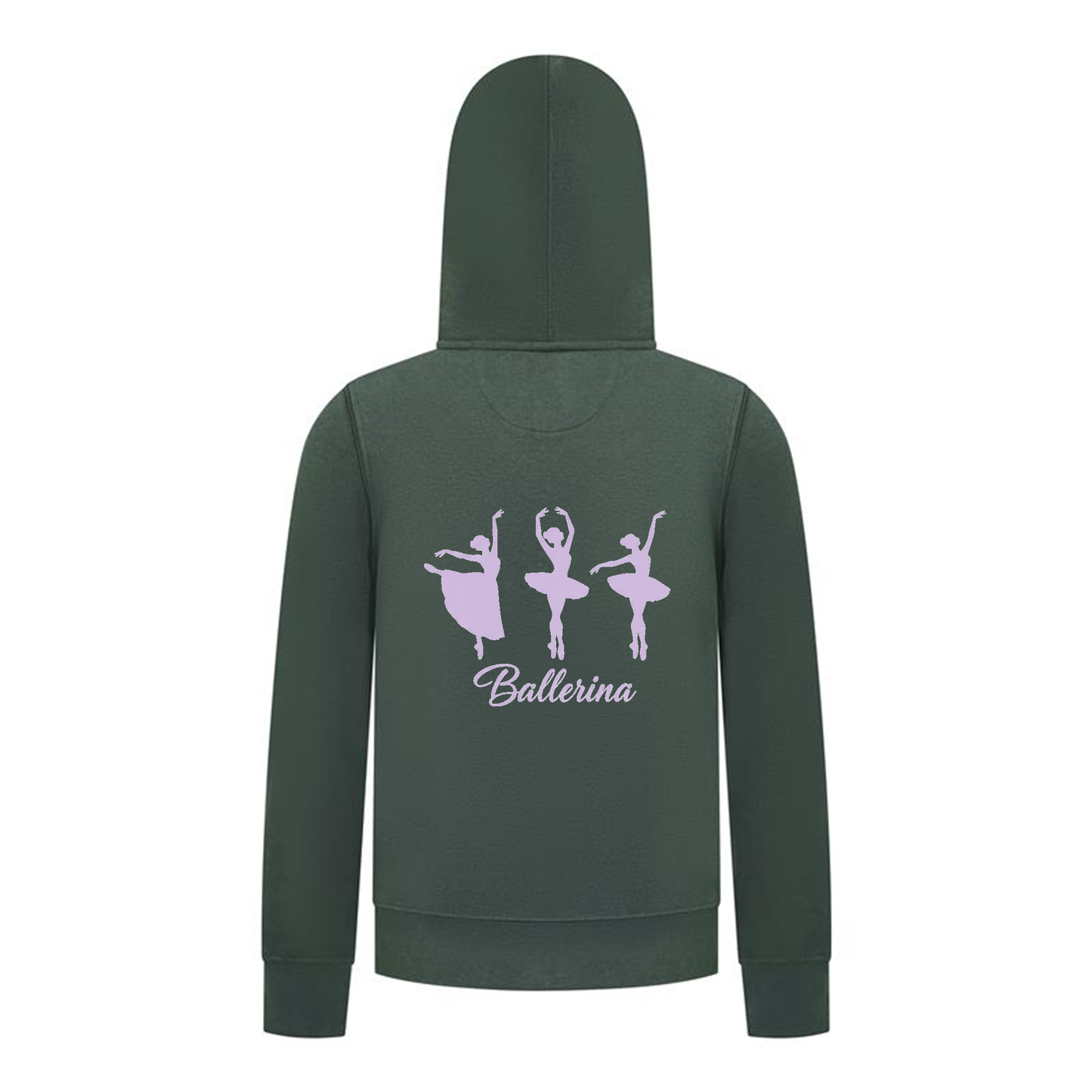 Everyday Kids Ballerina Girls Zip Up Hoodie – Purple Dancer Silhouette Ballet Sweatshirt