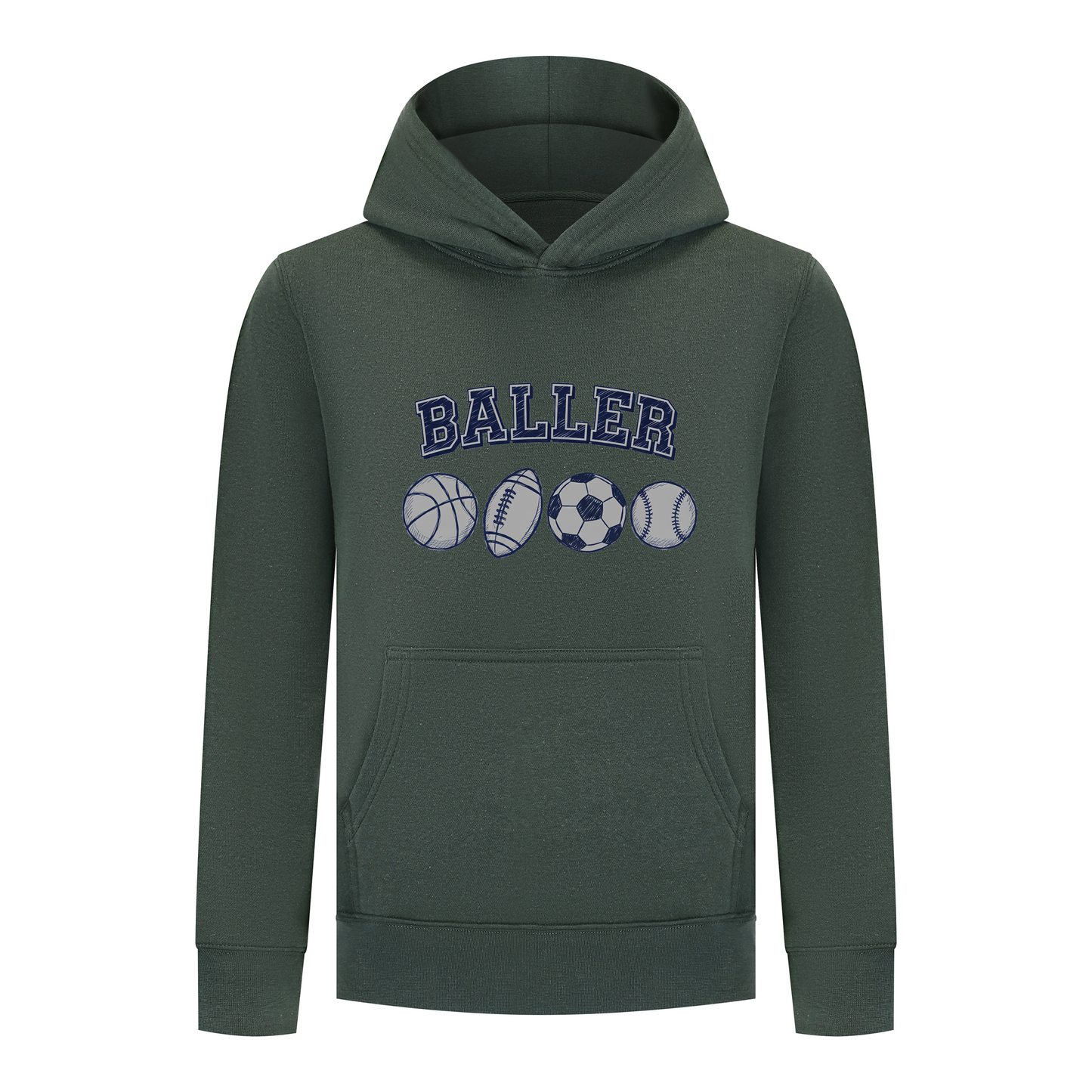 Everyday Kids Sports Collection Boys Pullover Hoodie – Ballers Multi-Sport Graphic Sweatshirt