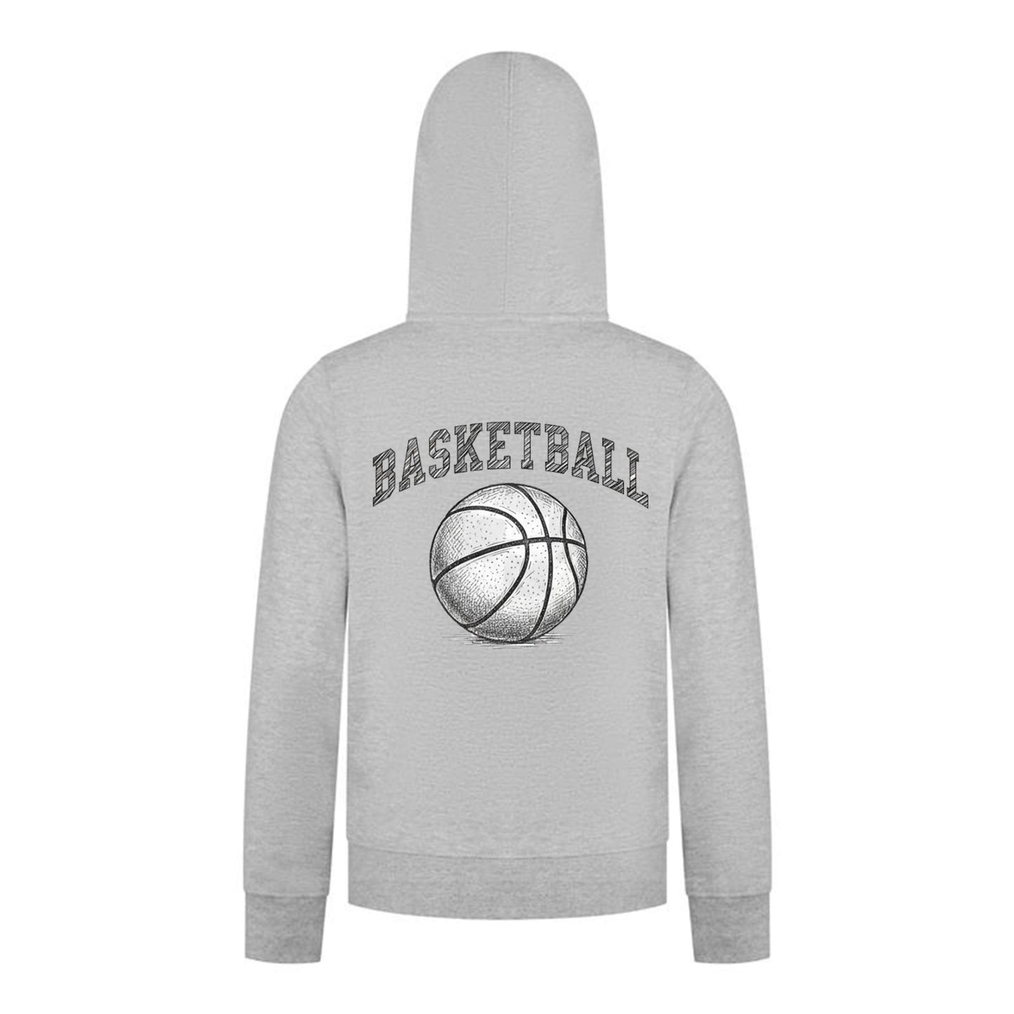 Everyday Kids Basketball Zip Up Hoodie – Classic Sketch Basketball Graphic Sweatshirt