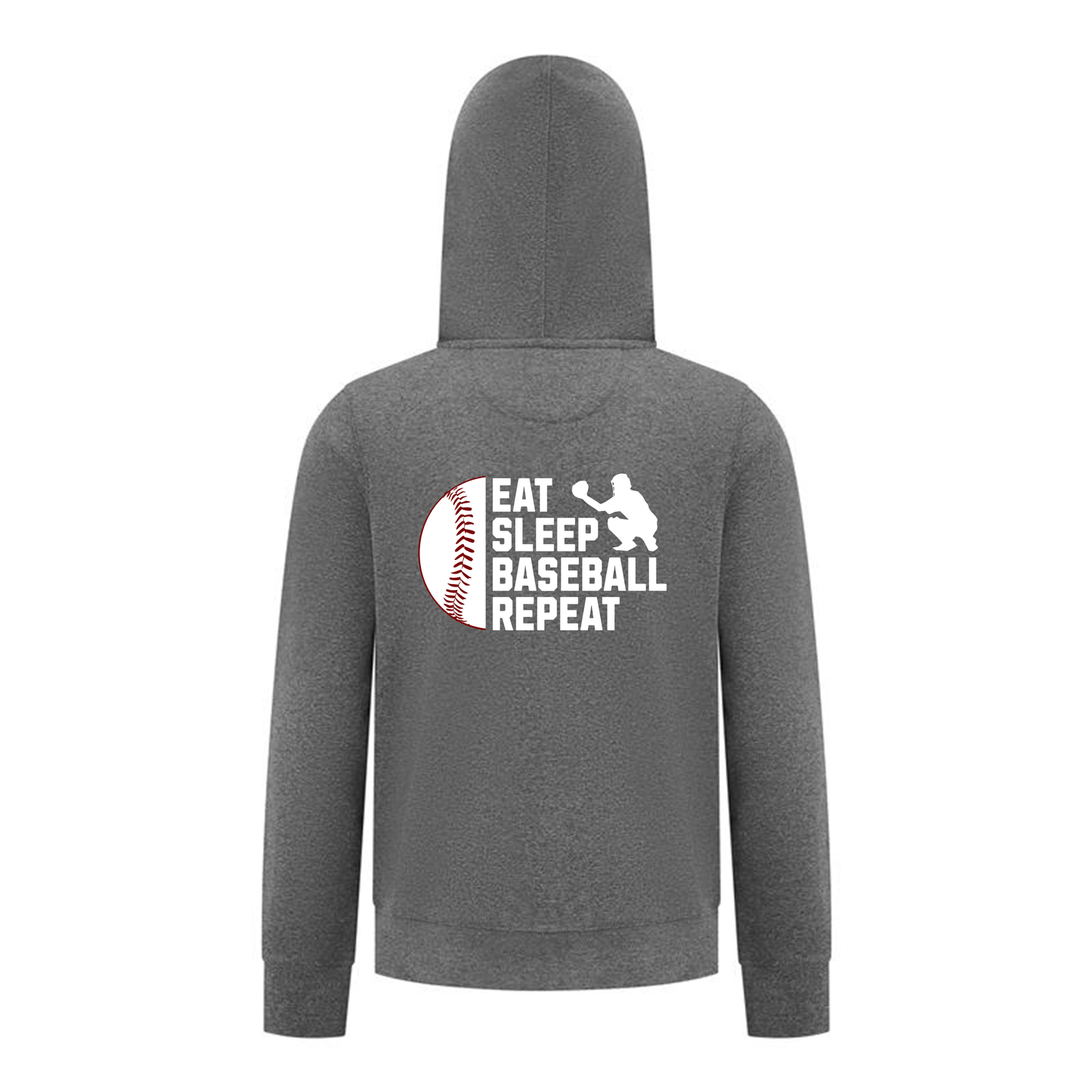 Everyday Kids Baseball Collection Boys Zip Up Hoodie – Classic Batter Silhouette Sports Sweatshirt