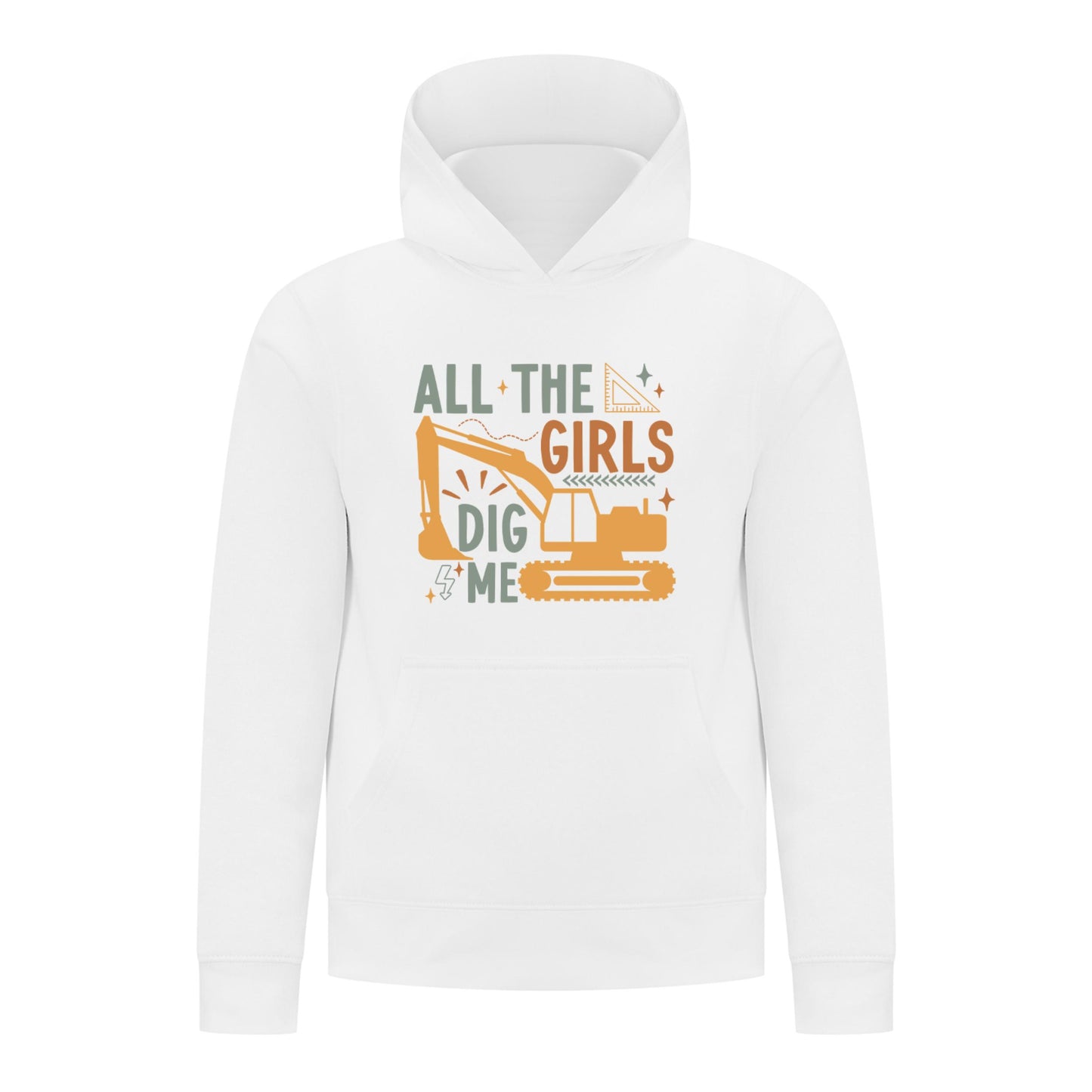 Everyday Kids All the Girls Dig Me Boys Pullover Hoodie – Funny Construction Truck Sweatshirt