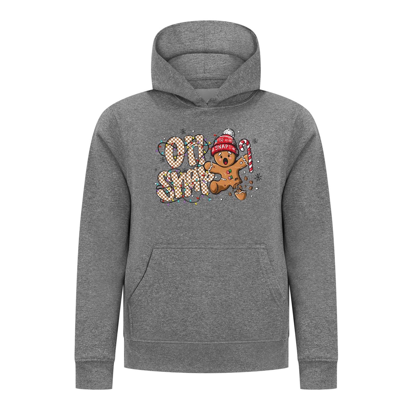 Everyday Kids Christmas Collection Oh Snap Boys Pullover Hoodie – Funny Gingerbread Holiday Sweatshirt
