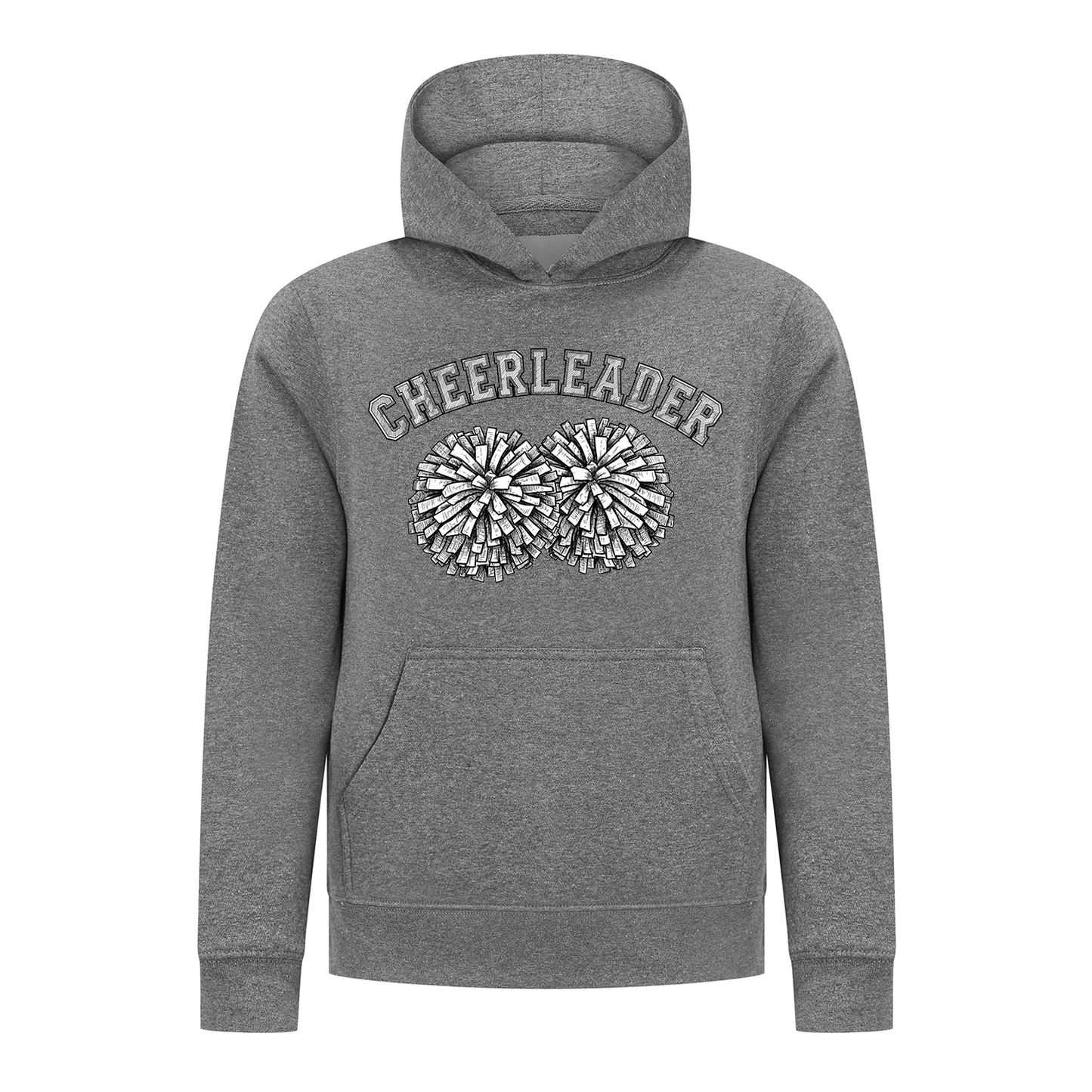 Everyday Kids Cheerleader Girls Pullover Hoodie – Pom Pom Sketch Graphic Sweatshirt