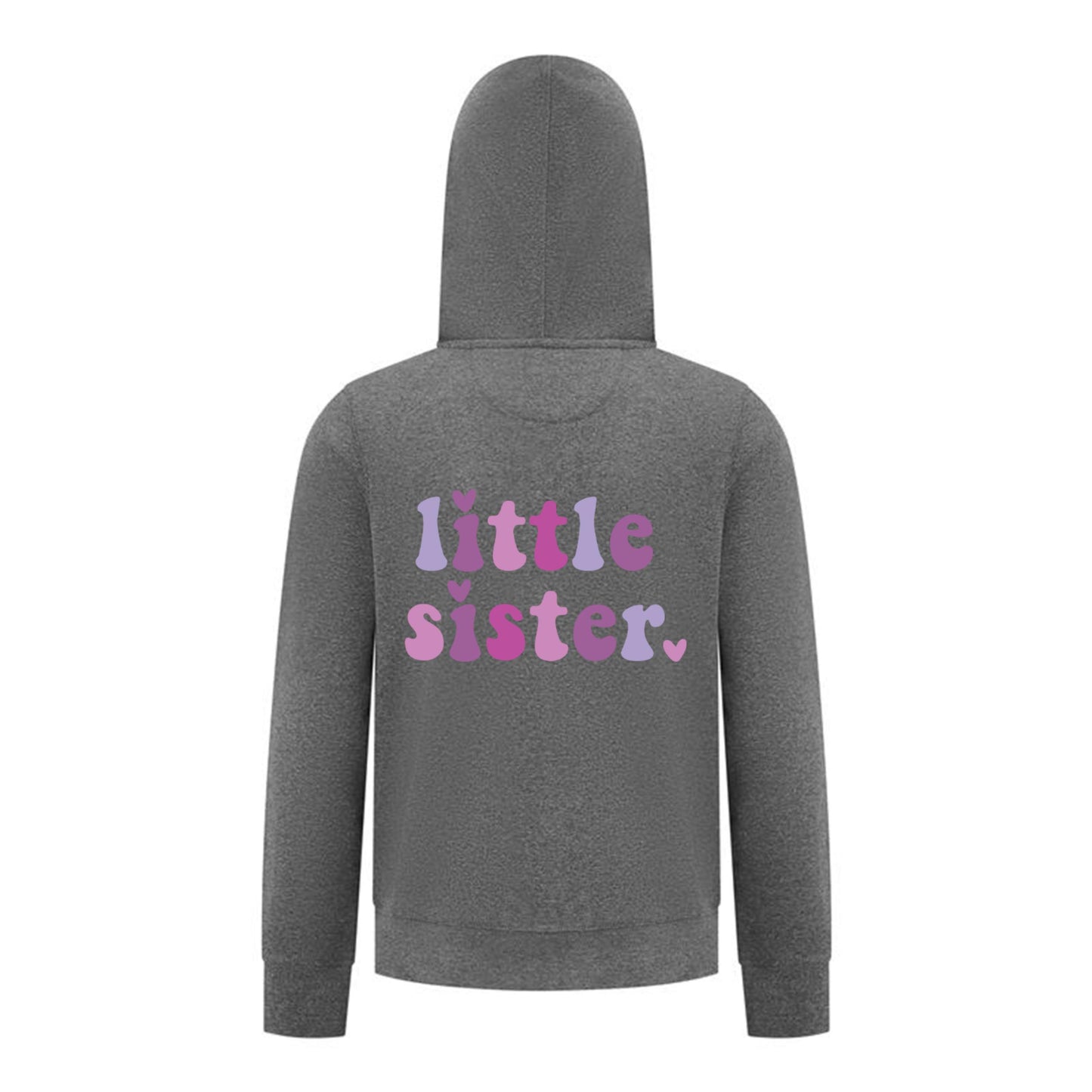 Everyday Kids Little Sister Girls Zip Up Hoodie – Cute Pastel Sibling Sweatshirt