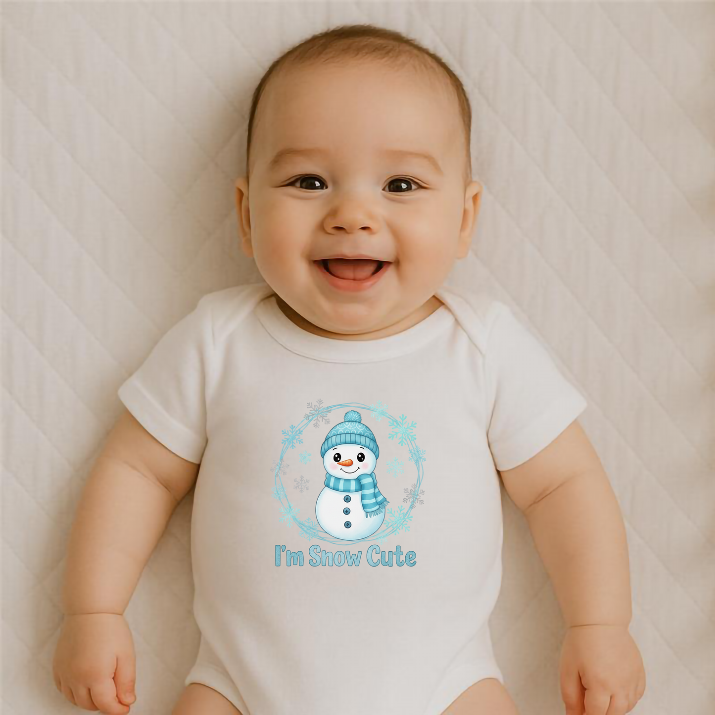 Everyday Kids Christmas Collection I’m Snow Cute Baby Onesie – Winter Snowman Graphic Bodysuit