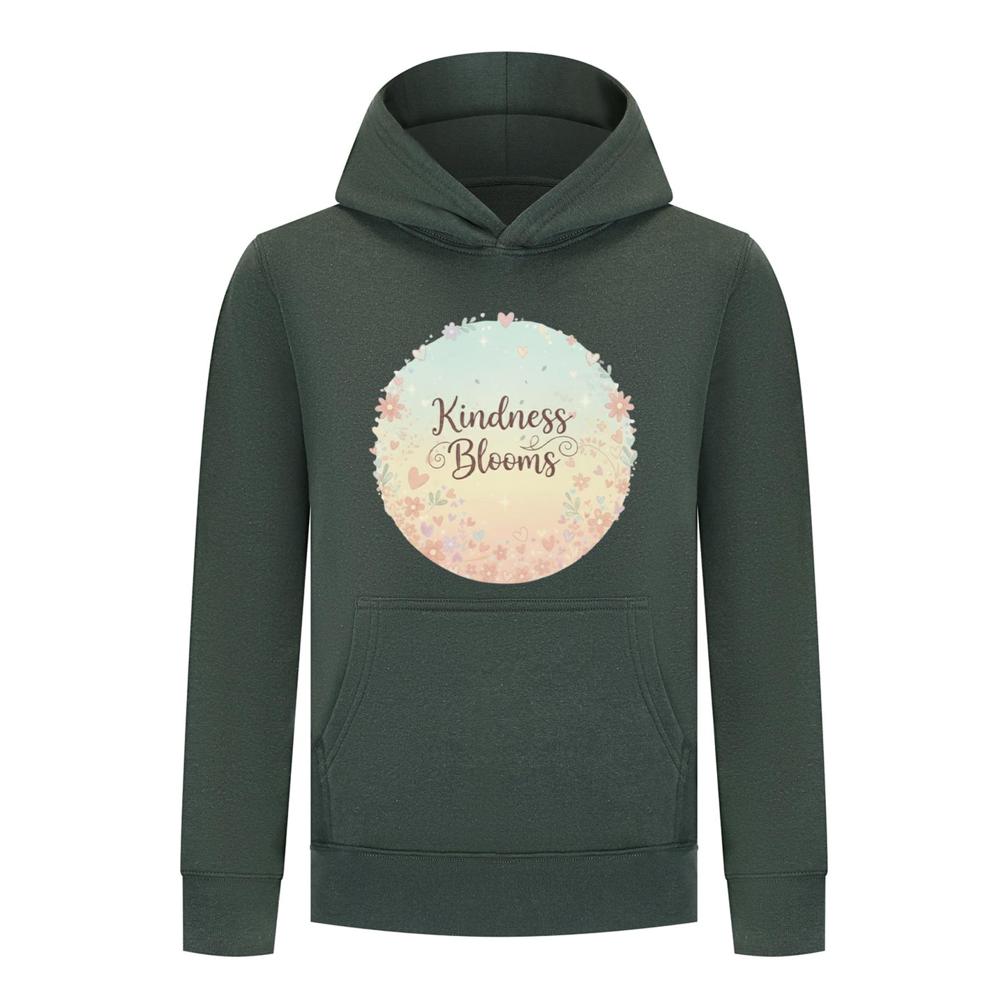 Everyday Kids “Kindness Blooms” Girls Pullover Hoodie – Pastel Floral Positive Sweatshirt