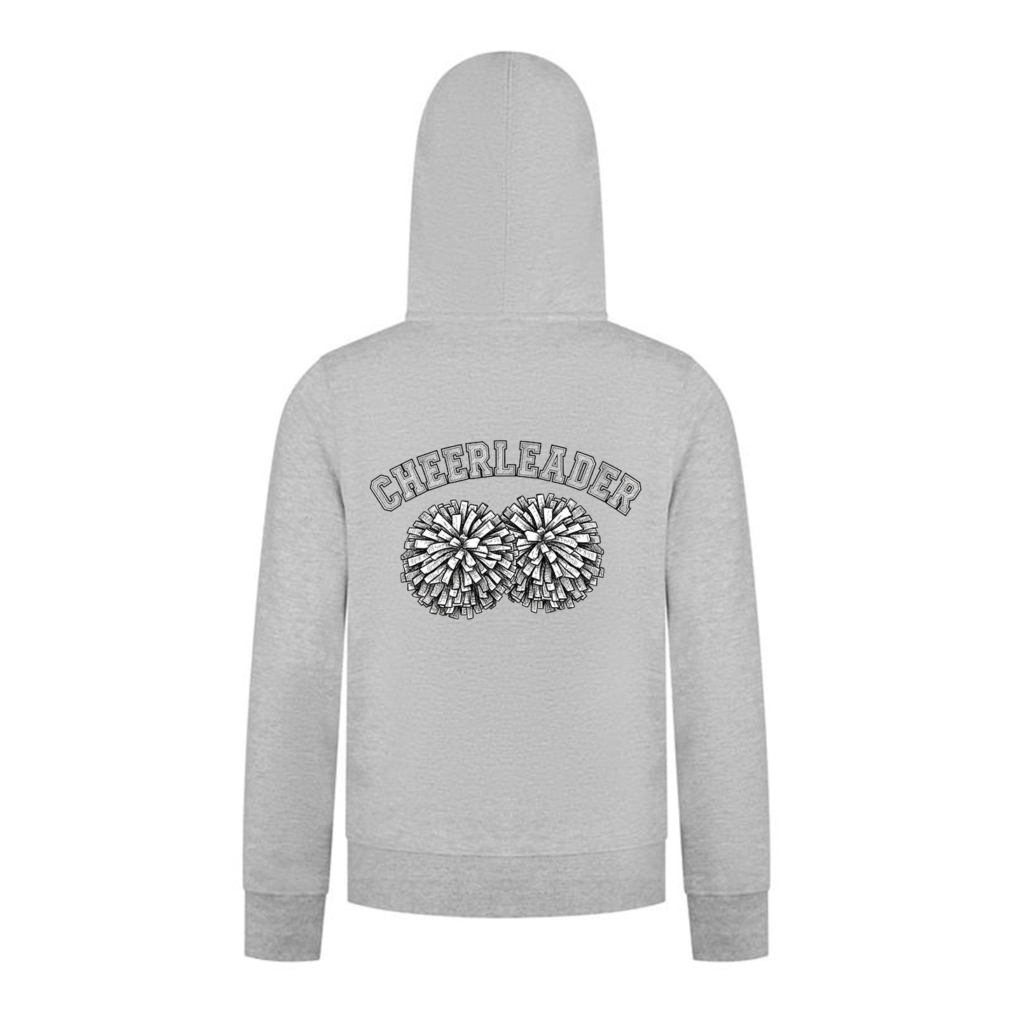 Everyday Kids Cheerleader Girls Zip Up Hoodie – Pom Pom Sketch Graphic Sweatshirt