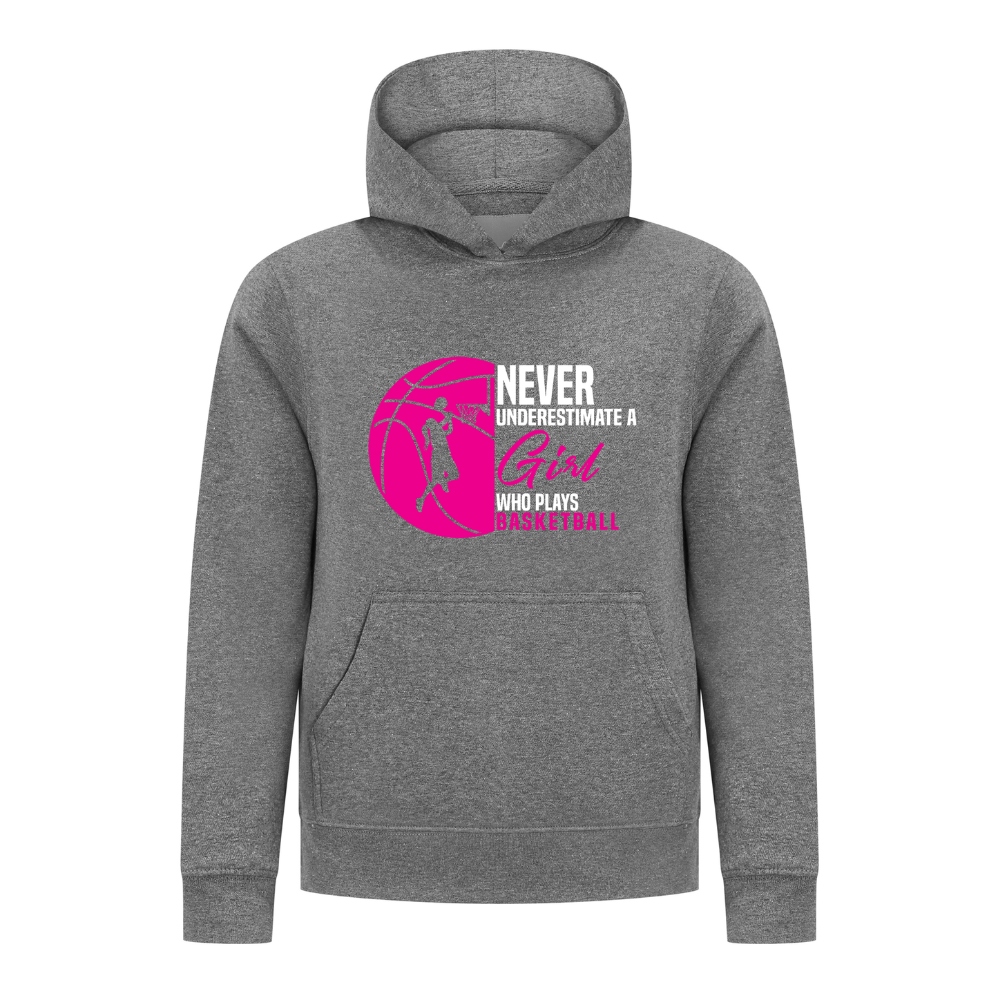 Everyday Kids Basketball Collection Girls Pullover – Basketball Pink Ball Graphic Sweatshirt