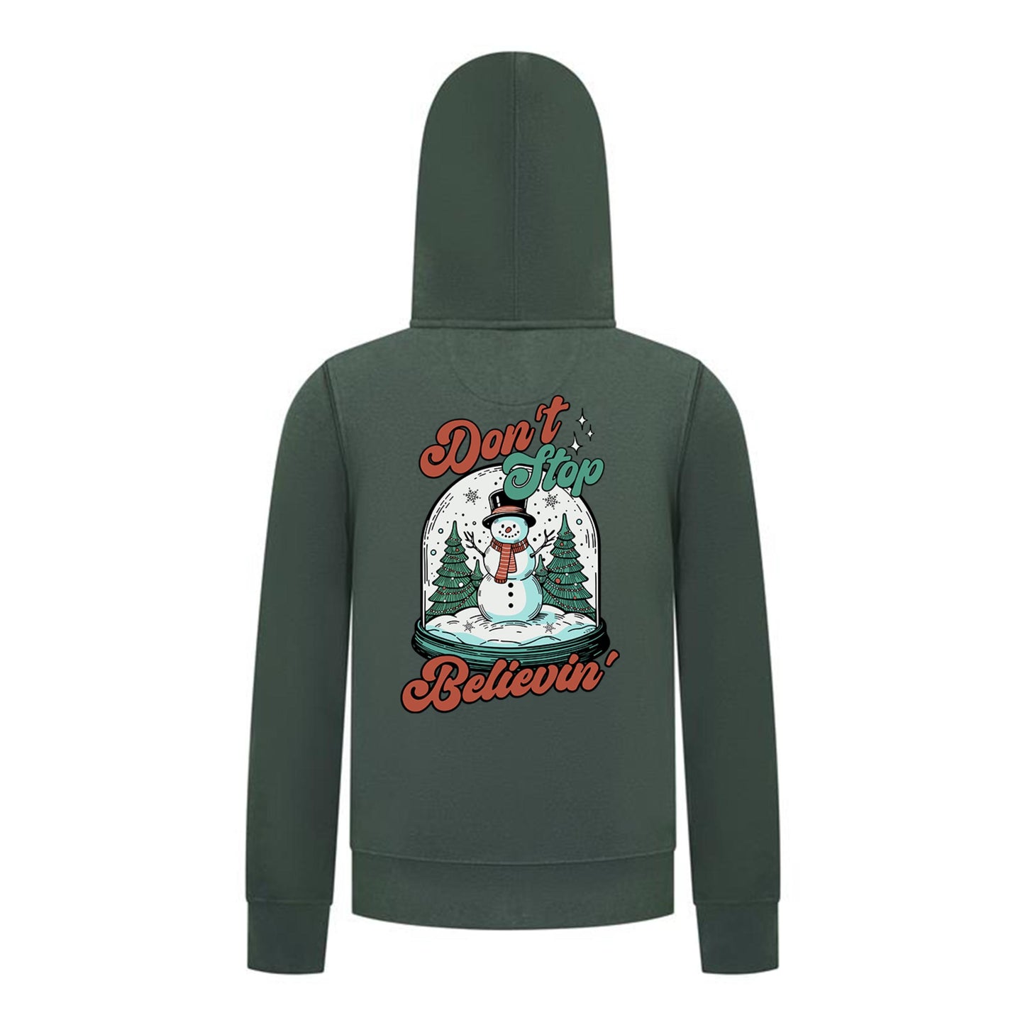Everyday Kids Christmas Collection Don’t Stop Believin’ Zip Up Hoodie – Holiday Snowman Sweatshirt