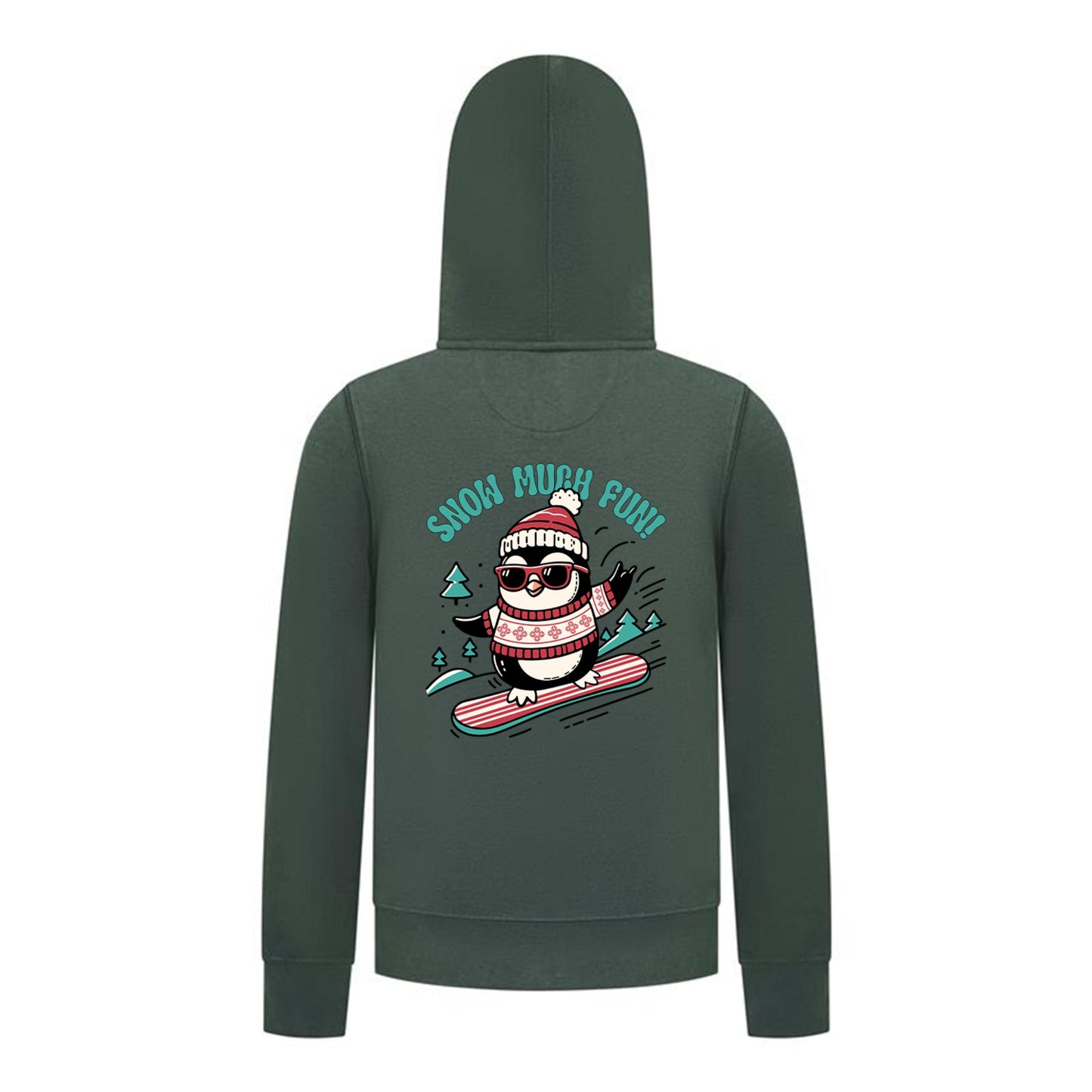 Everyday Kids Christmas Collection Snow Much Fun Boys Zip Up Hoodie – Holiday Penguin Sweatshirt