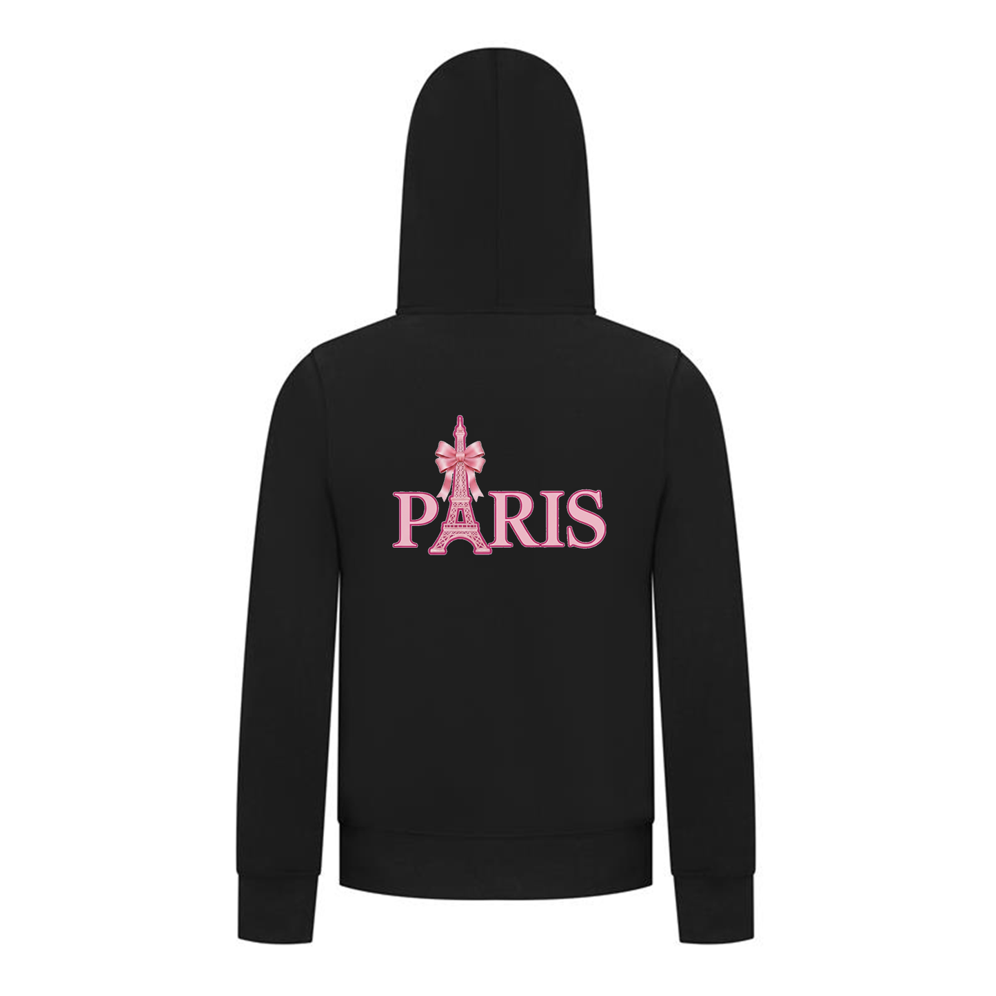 Everyday Kids Paris Bow Girls Zip Up Hoodie – Pink Eiffel Tower City Graphic Sweatshirt