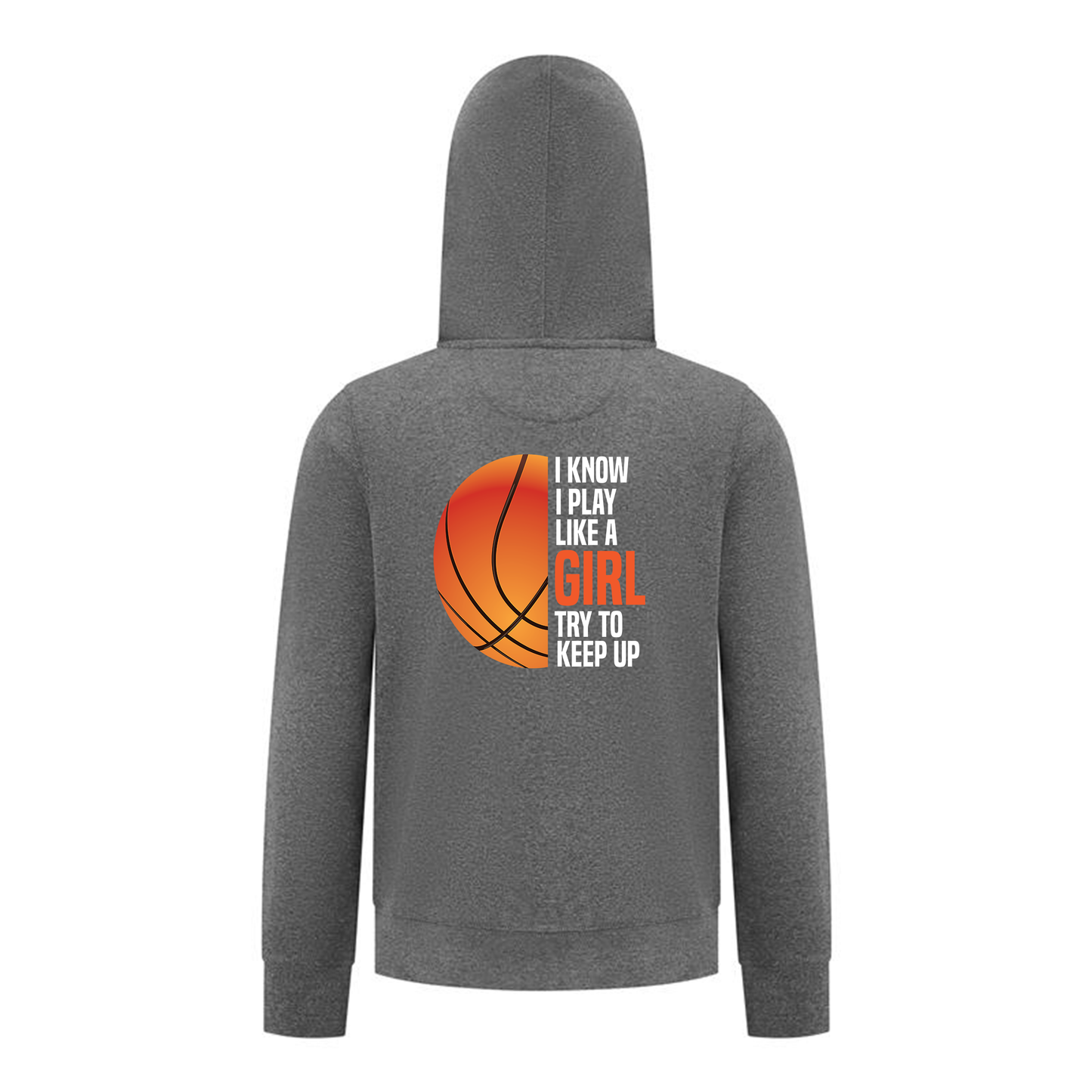 Everyday Kids Basketball Collection Girls  Zip Up – Classic Orange Half-Ball Graphic Sweatshirt