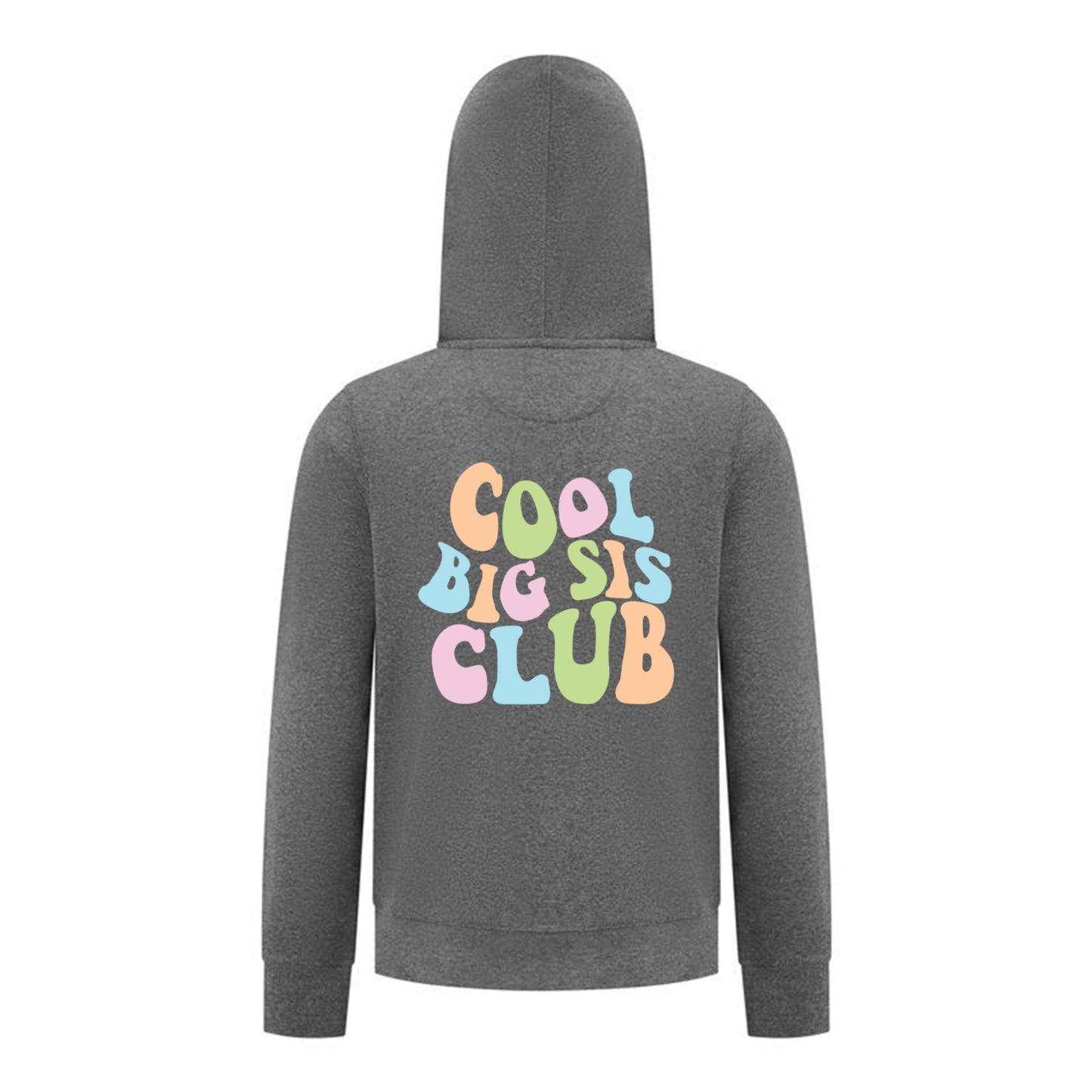 Everyday Kids Cool Big Sis Club Girls Zip Up Hoodie – Colorful Sibling Sweatshirt