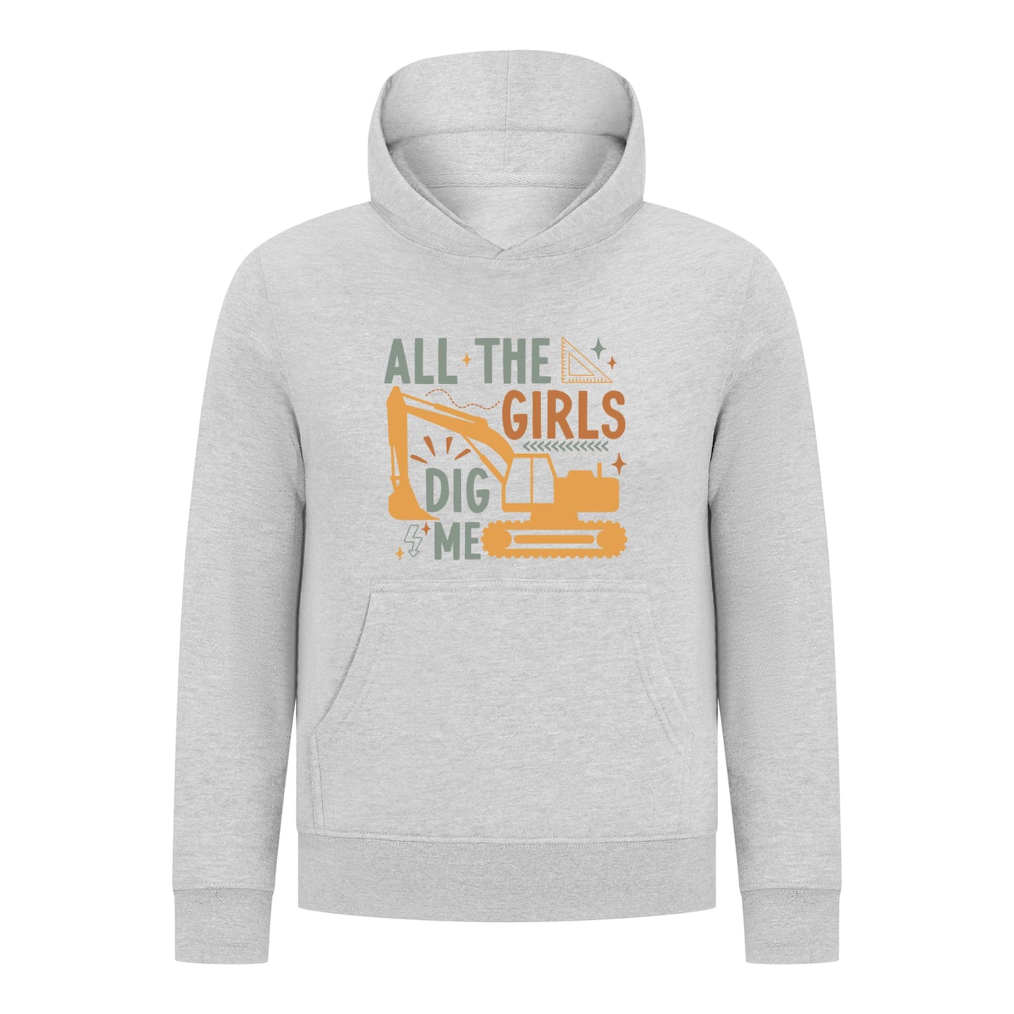 Everyday Kids All the Girls Dig Me Boys Pullover Hoodie – Funny Construction Truck Sweatshirt