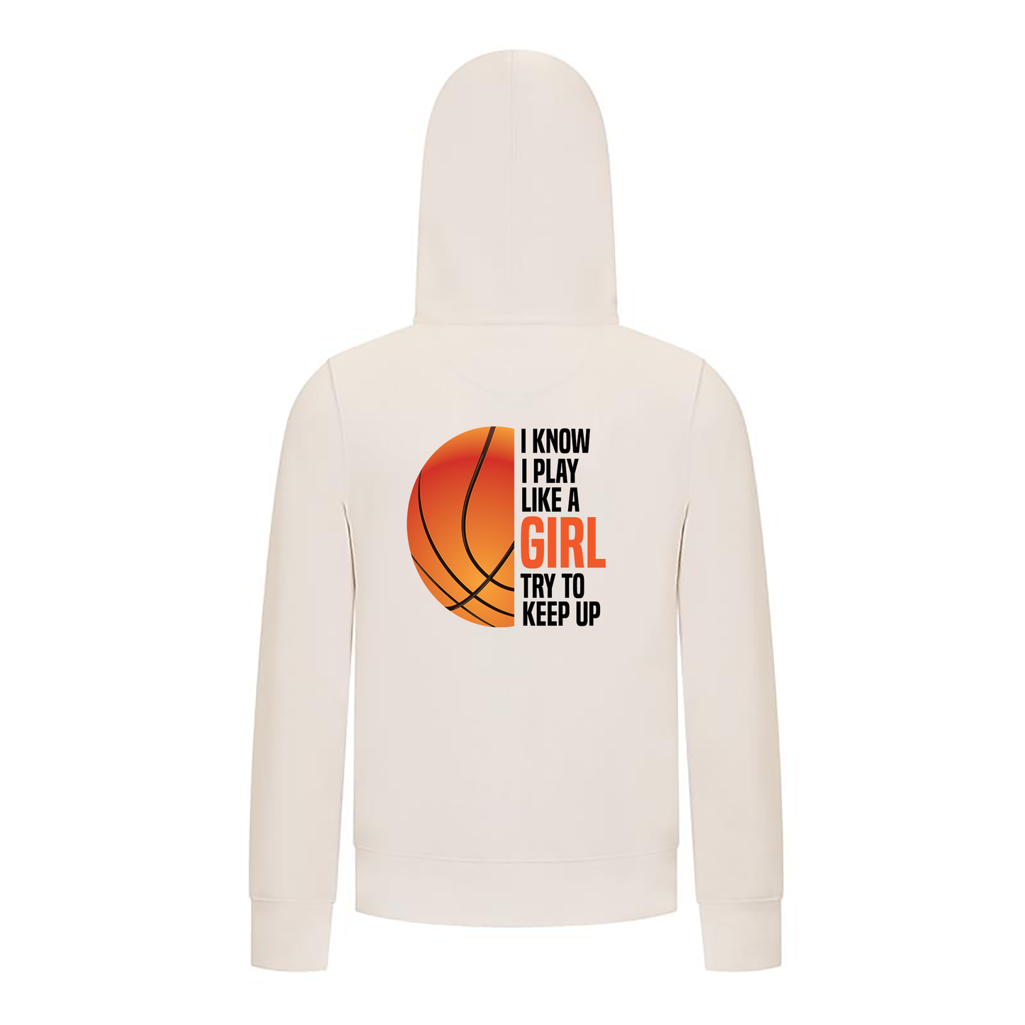 Everyday Kids Basketball Collection Girls  Zip Up – Classic Orange Half-Ball Graphic Sweatshirt