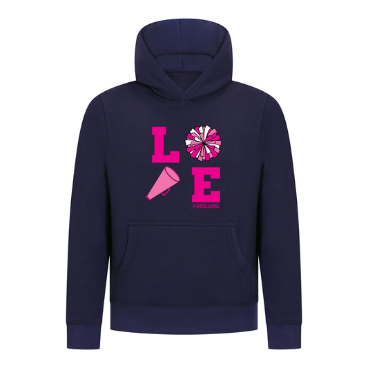 Everyday Kids Cheerleading LOVE Girls Pullover Hoodie – Pink Pom Pom & Megaphone Graphic Sweatshirt