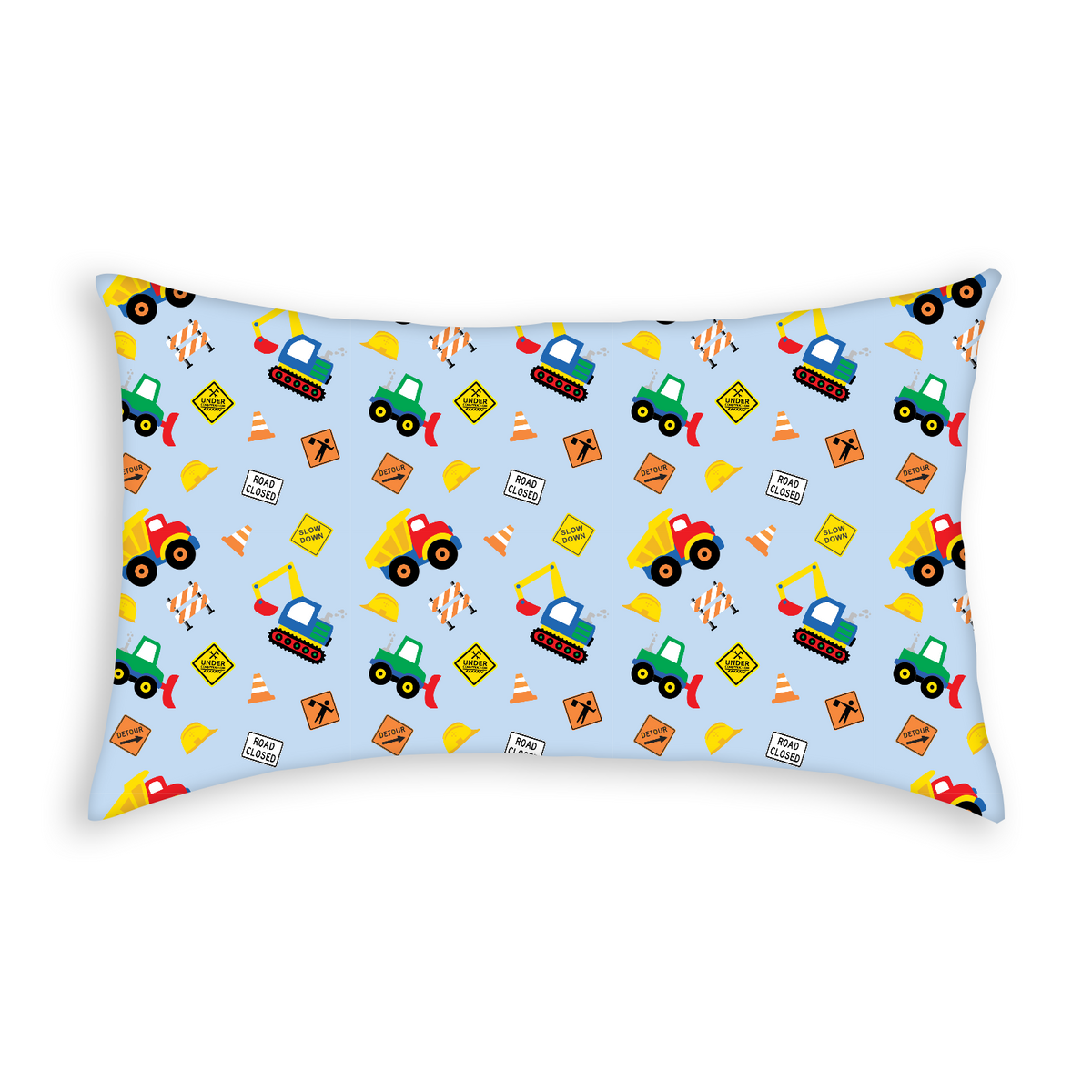 Everyday Kids Under Construction Soft Microfiber Toddler Pillowcases, 14 x 20 Inches, Blue, 2-Pack
