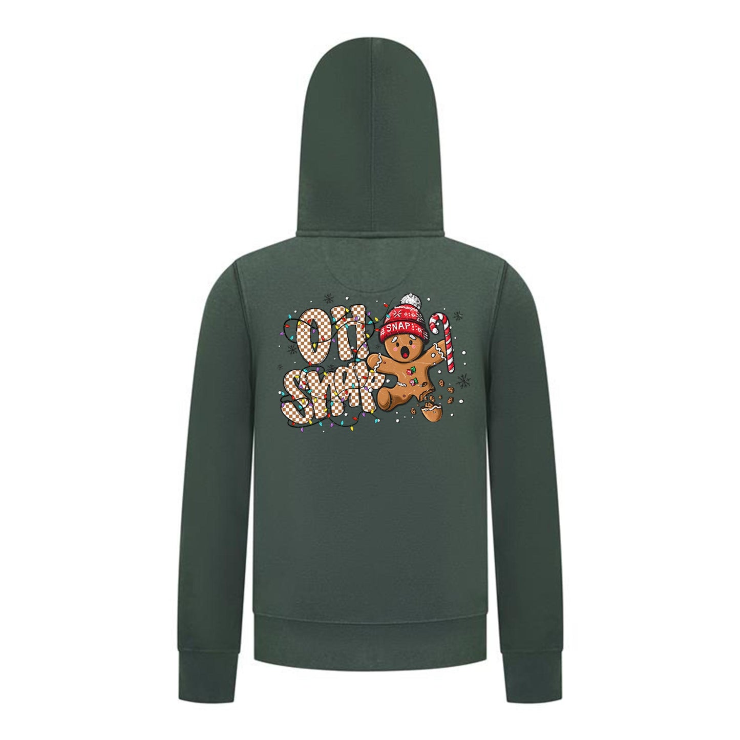 Everyday Kids Christmas Collection Oh Snap Boys Zip Up Hoodie – Funny Gingerbread Holiday Sweatshirt