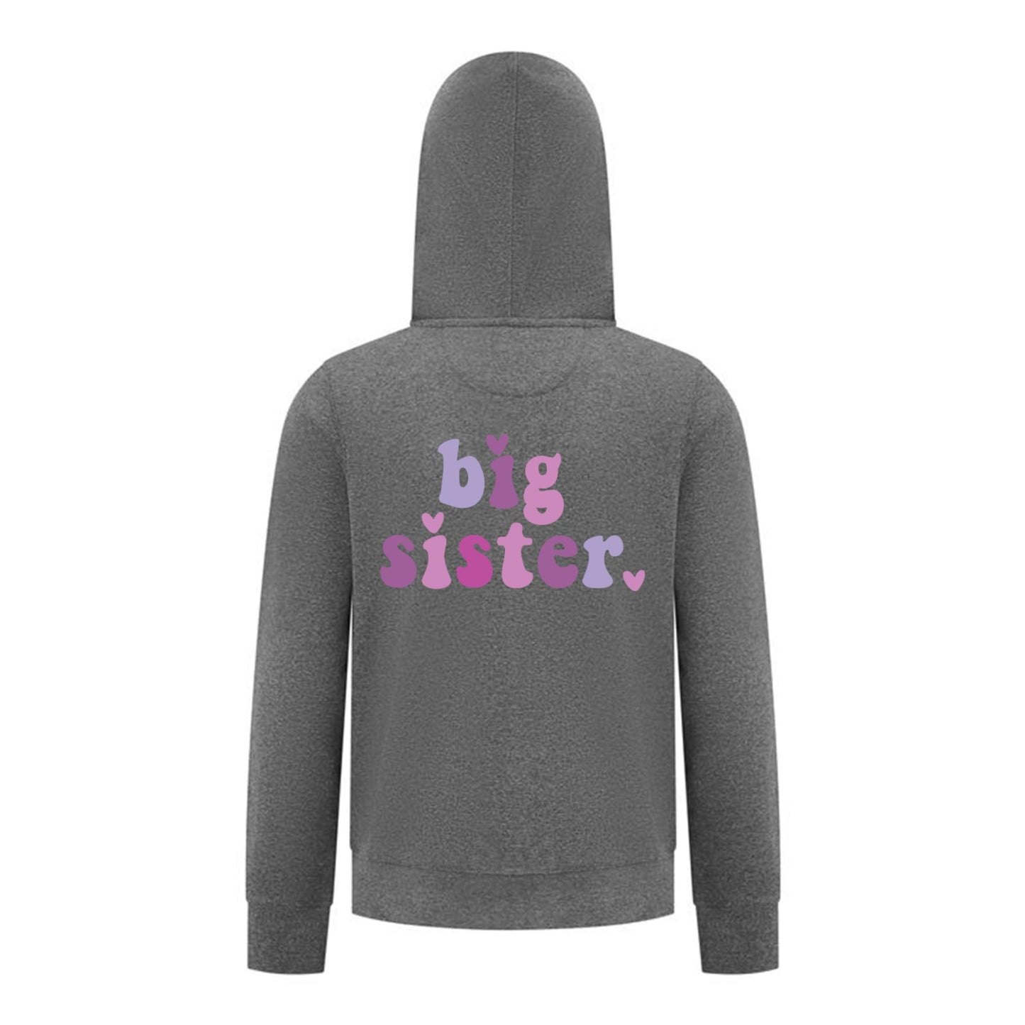 Everyday Kids Big Sister Girls Zip Up Hoodie – Cute Colorful Sibling Sweatshirt