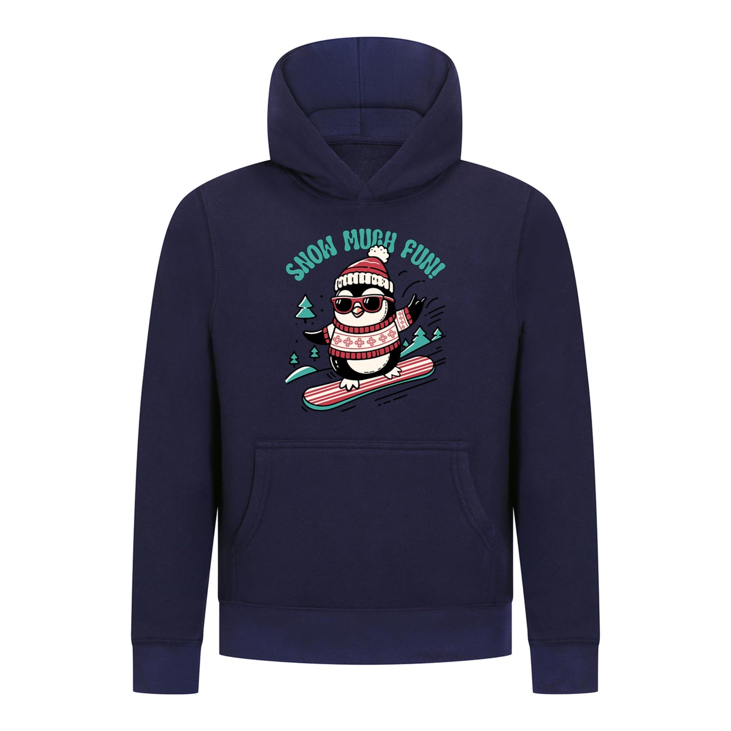 Everyday Kids Christmas Collection Snow Much Fun Boys Pullover Hoodie – Holiday Penguin Sweatshirt