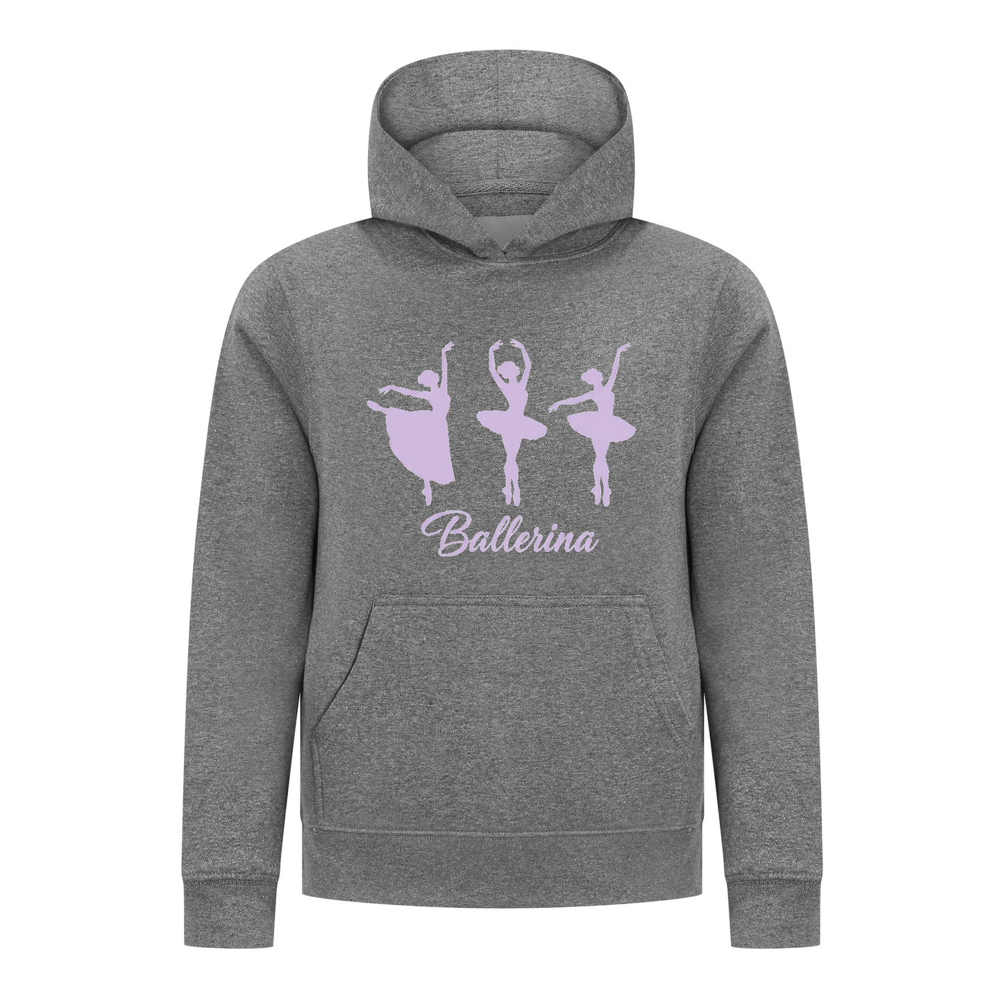 Everyday Kids Ballerina Girls Pullover Hoodie – Purple Dancer Silhouette Ballet Sweatshirt