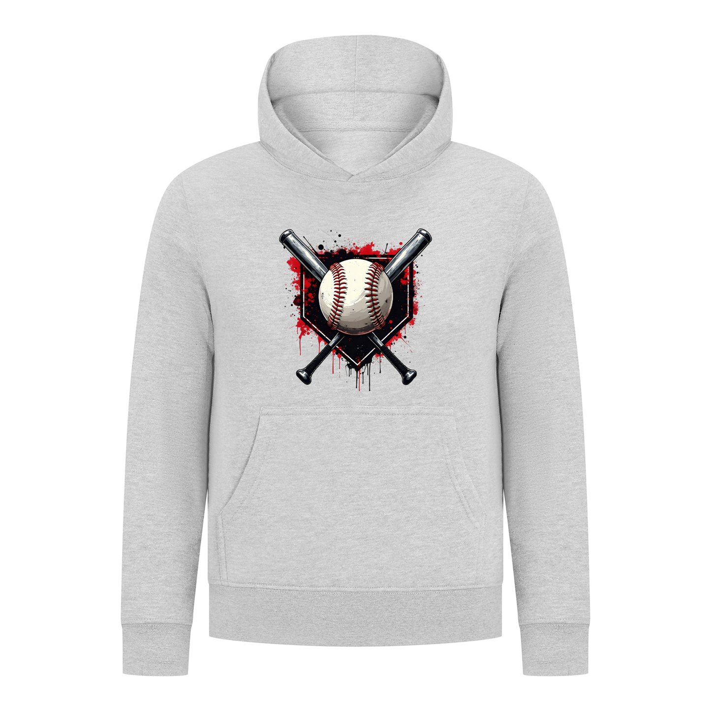 Everyday Kids Baseball Boys Pullover Hoodie – Bold Home Plate, Crossed Bat & Baseball Sweatshirt