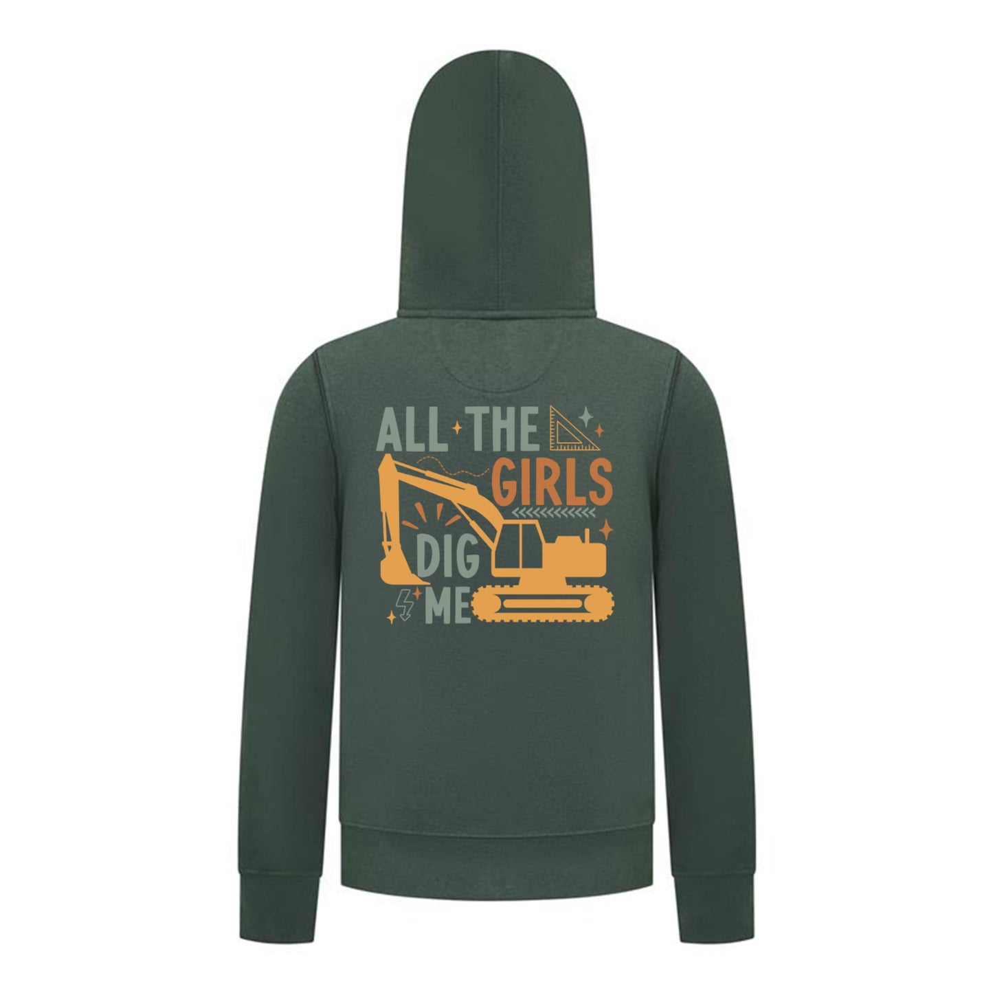 Everyday Kids All the Girls Dig Me Boys Zip Up Hoodie – Funny Construction Truck Sweatshirt