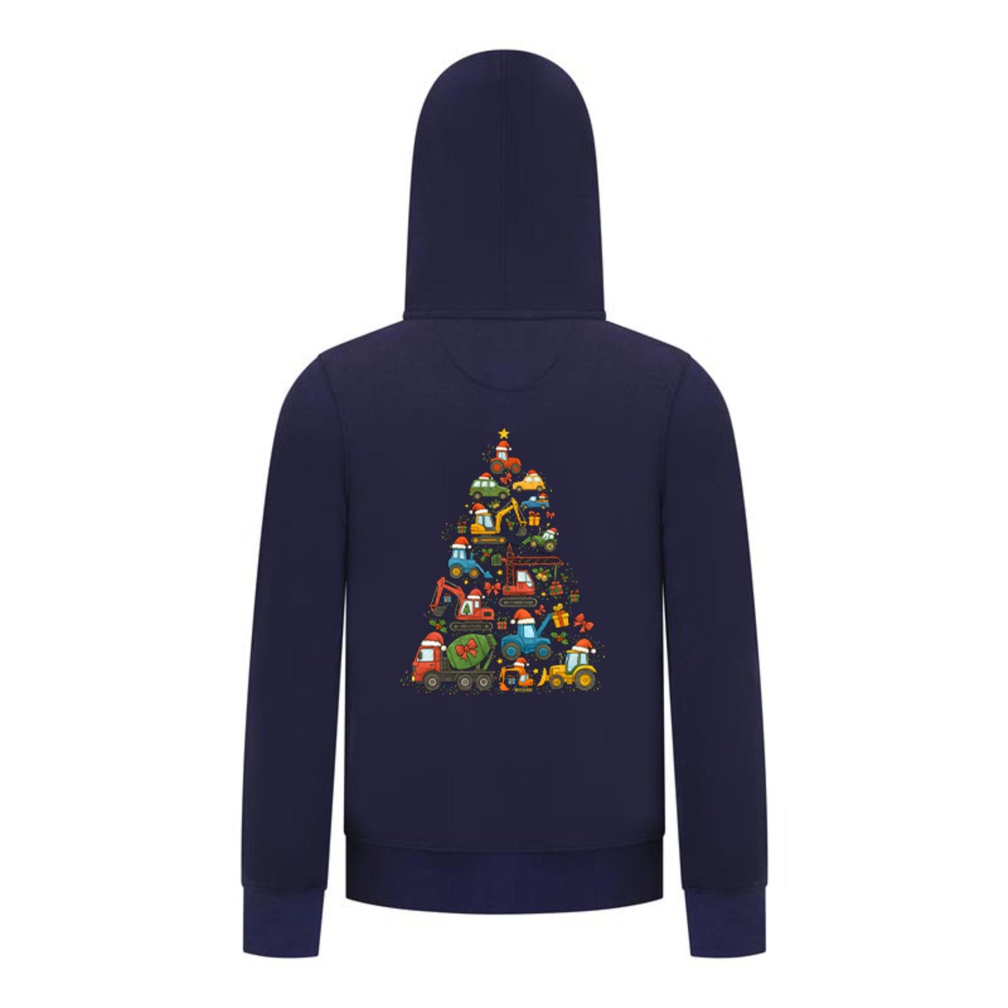 Everyday Kids Christmas Collection Construction Truck Tree Boys Zip up Hoodie – Holiday Sweatshirt - Navy
