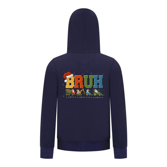 Everyday Kids Christmas Collection BRUH Construction Truck Boys Zip Up Hoodie – Holiday Sweatshirt