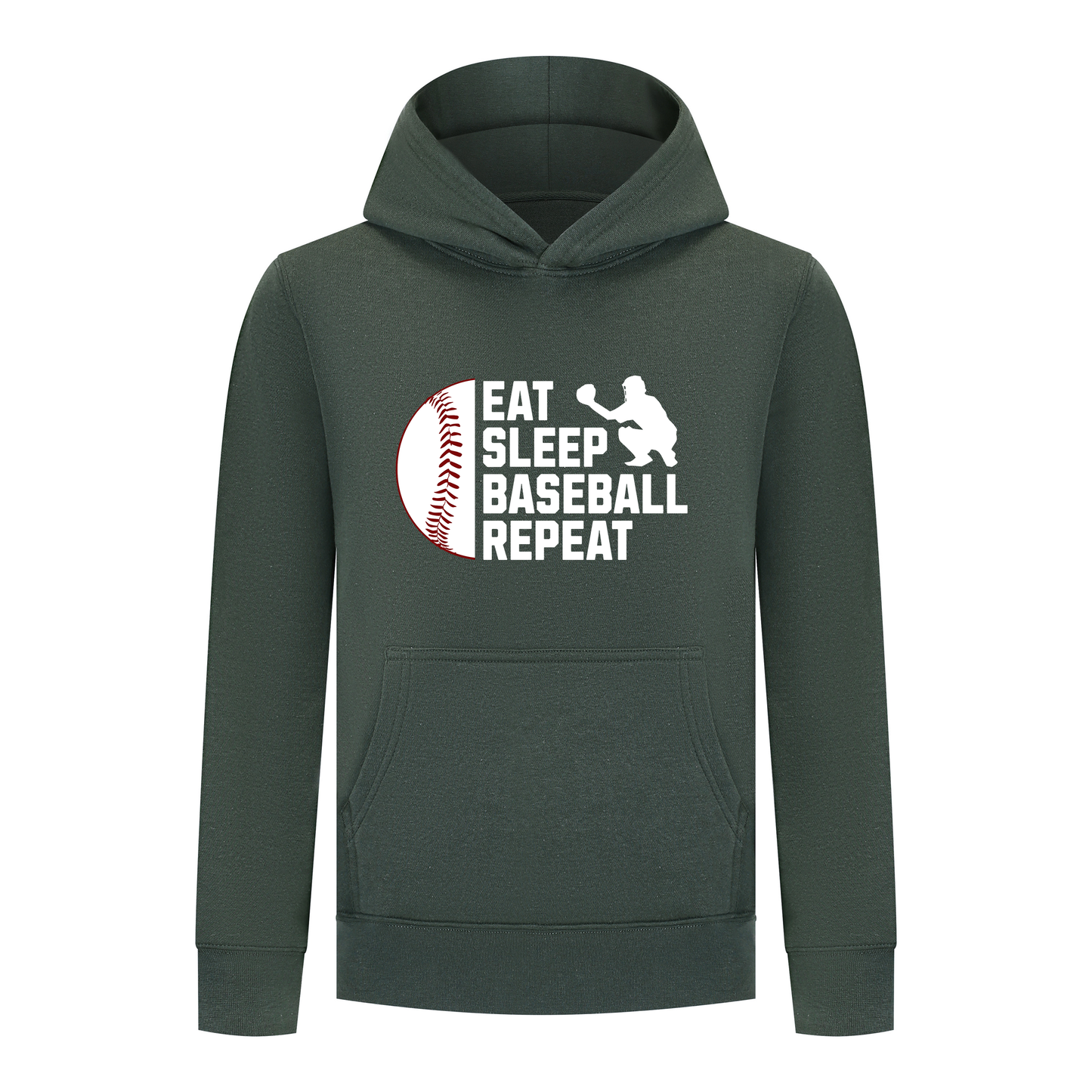 Everyday Kids Baseball Collection Boys Pullover Hoodie – Classic Batter Silhouette Sports Sweatshirt