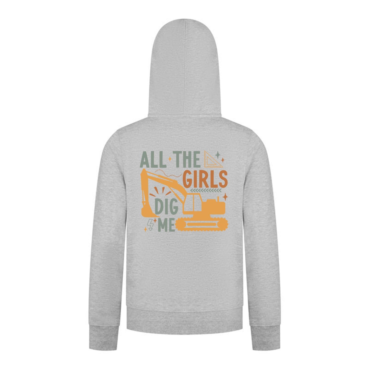 Everyday Kids All the Girls Dig Me Boys Zip Up Hoodie – Funny Construction Truck Sweatshirt
