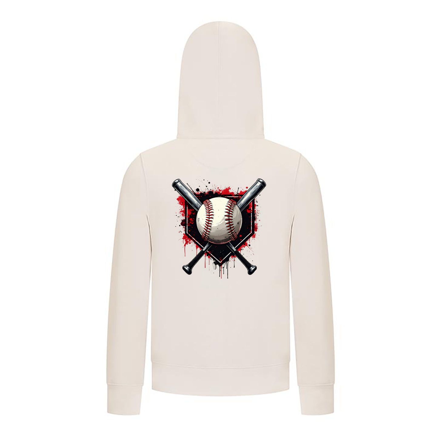 Everyday Kids Baseball Boys Zip Up Hoodie – Bold Home Plate, Crossed Bat & Baseball Sweatshirt