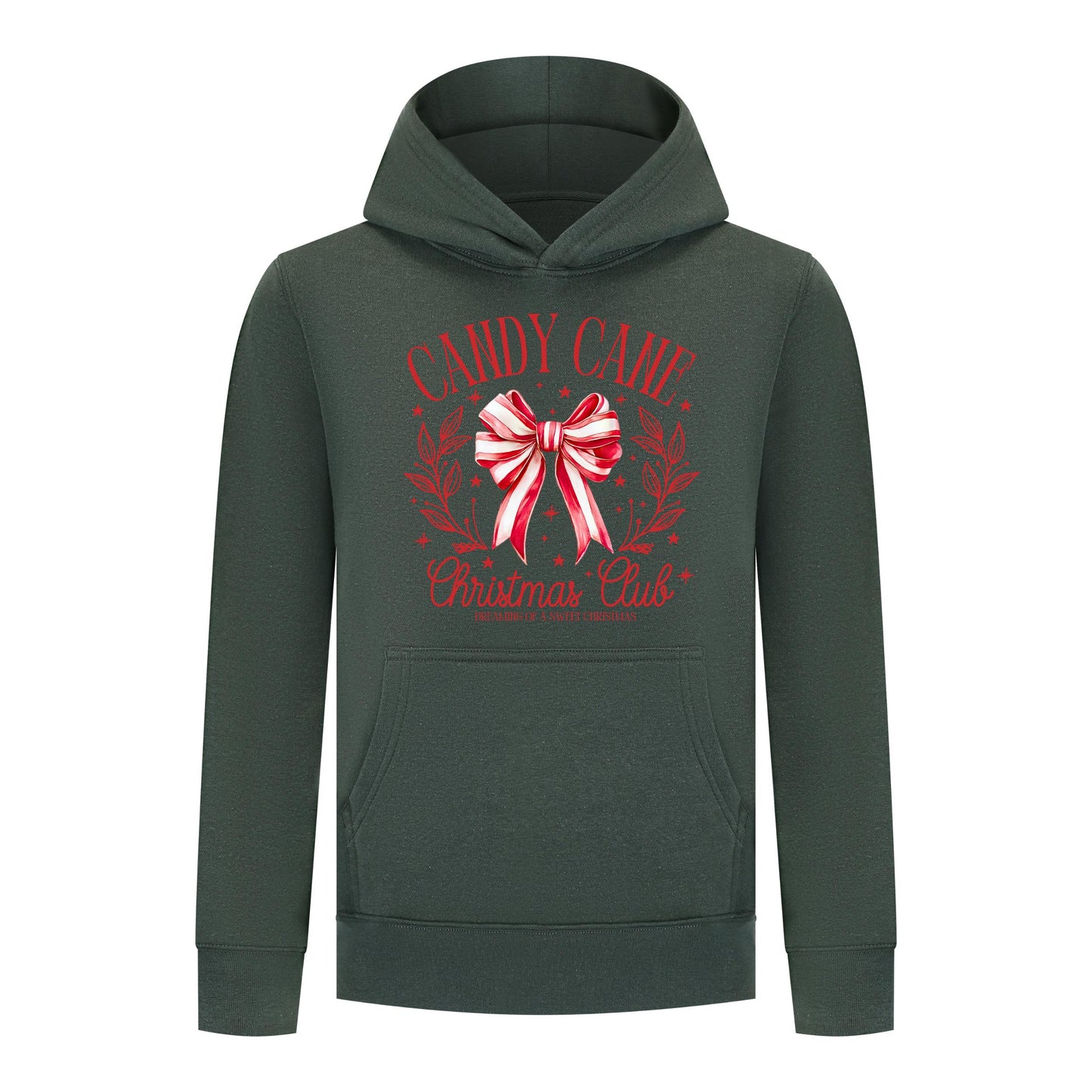 Everyday Kids Christmas Collection Candy Cane Christmas Club Girls Pullover Hoodie – Holiday Sweatshirt - Green