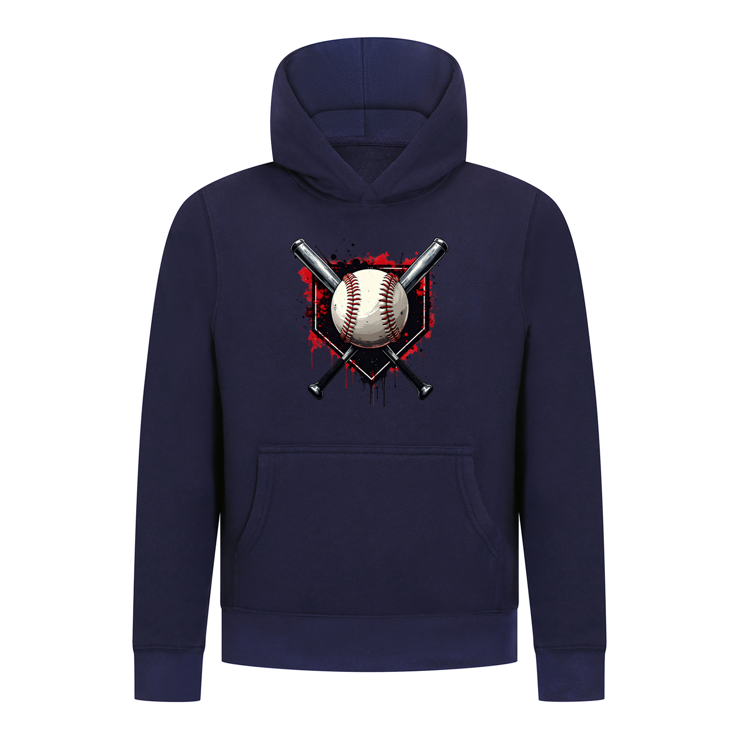 Everyday Kids Baseball Boys Pullover Hoodie – Bold Home Plate, Crossed Bat & Baseball Sweatshirt