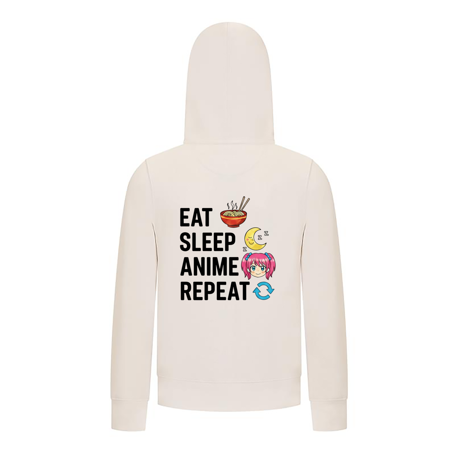 Everyday Kids Anime Collection Girls Zip Up Hoodie – Cute Pink Anime Girl, Ramen & Moon Graphic Sweatshirt