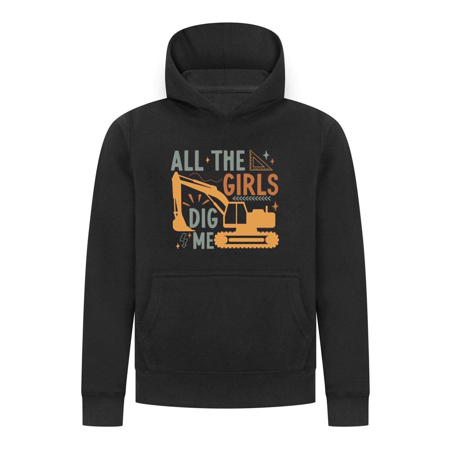 Everyday Kids All the Girls Dig Me Boys Pullover Hoodie – Funny Construction Truck Sweatshirt