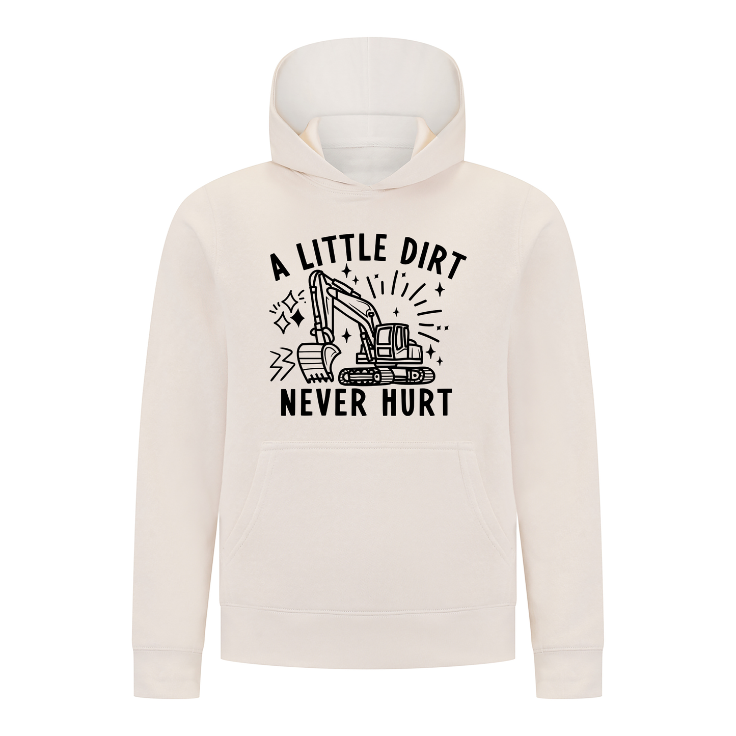 Everyday Kids Construction collection Pullover  Hoodie – “A Little Dirt Never Hurt” Graphic Sweatshirt