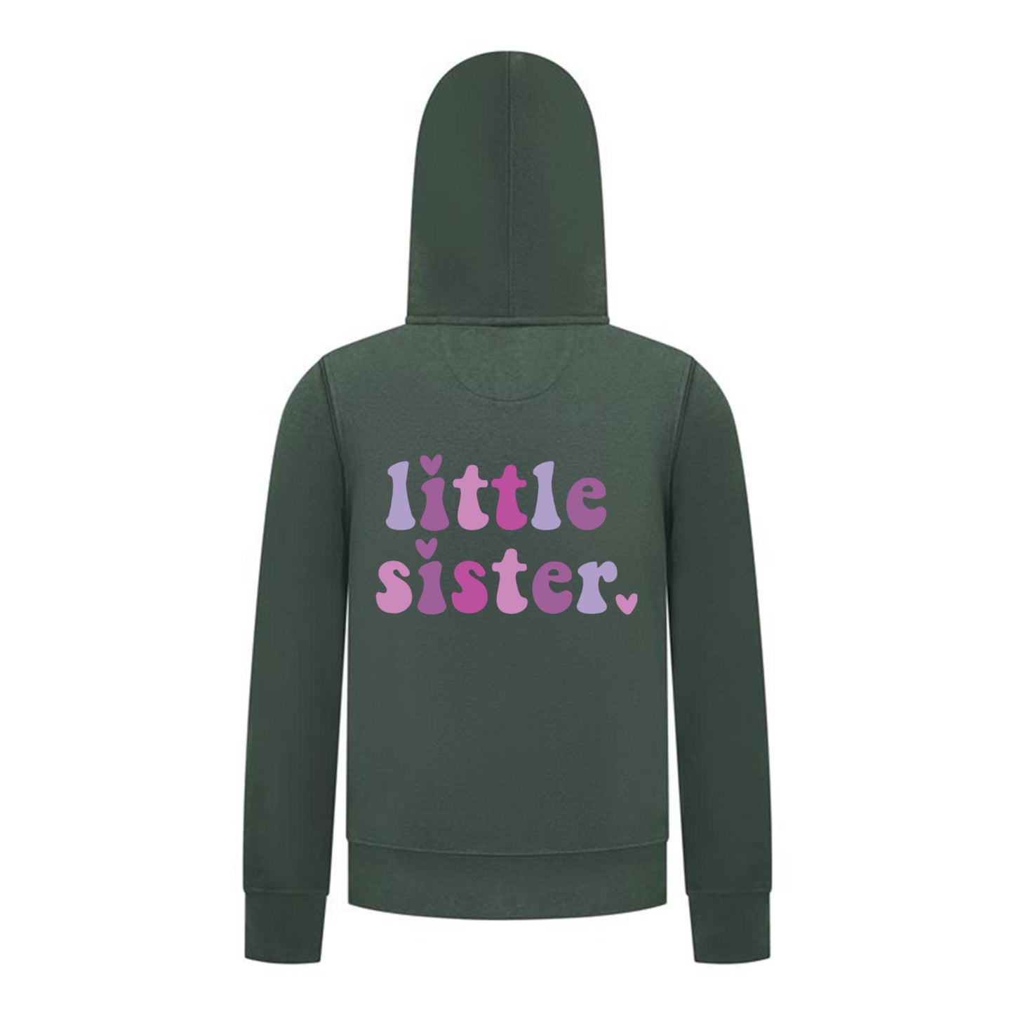 Everyday Kids Little Sister Girls Zip Up Hoodie – Cute Pastel Sibling Sweatshirt