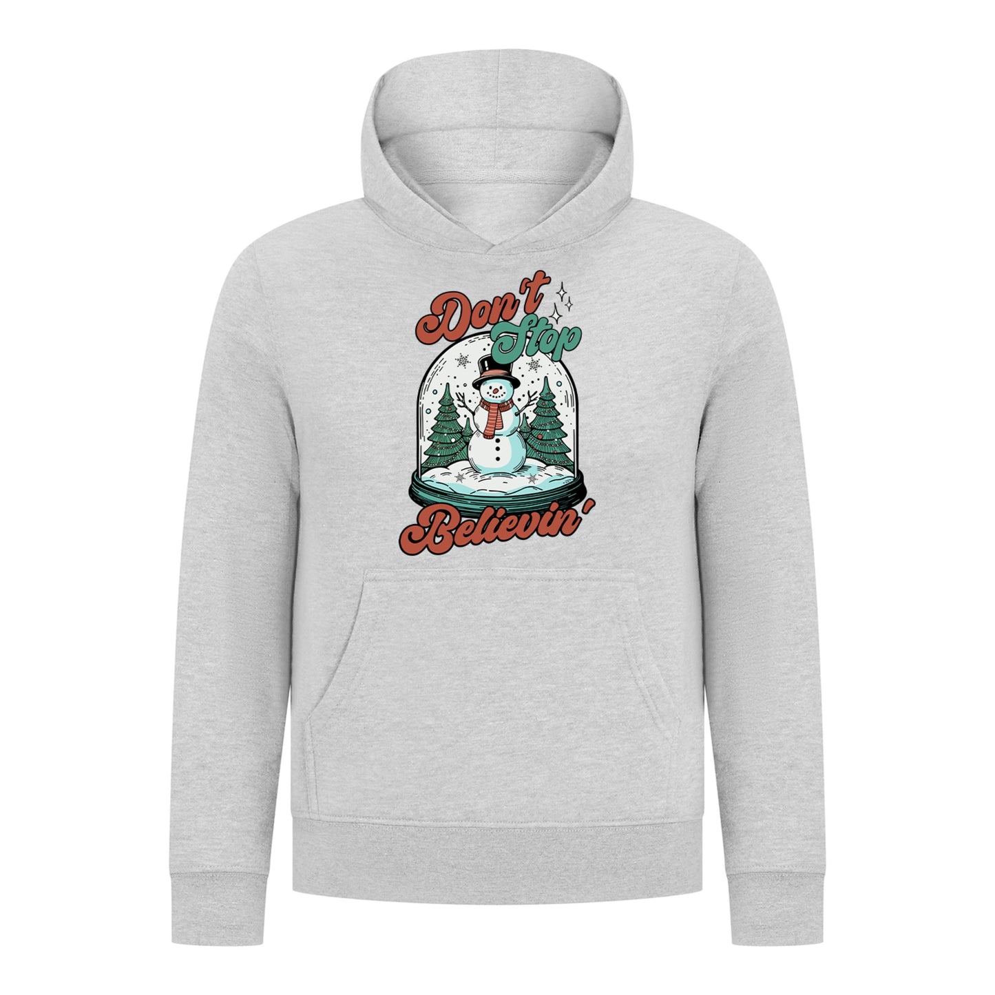 Everyday Kids Christmas Collection Don’t Stop Believin’ Pullover Hoodie – Holiday Snowman Sweatshirt