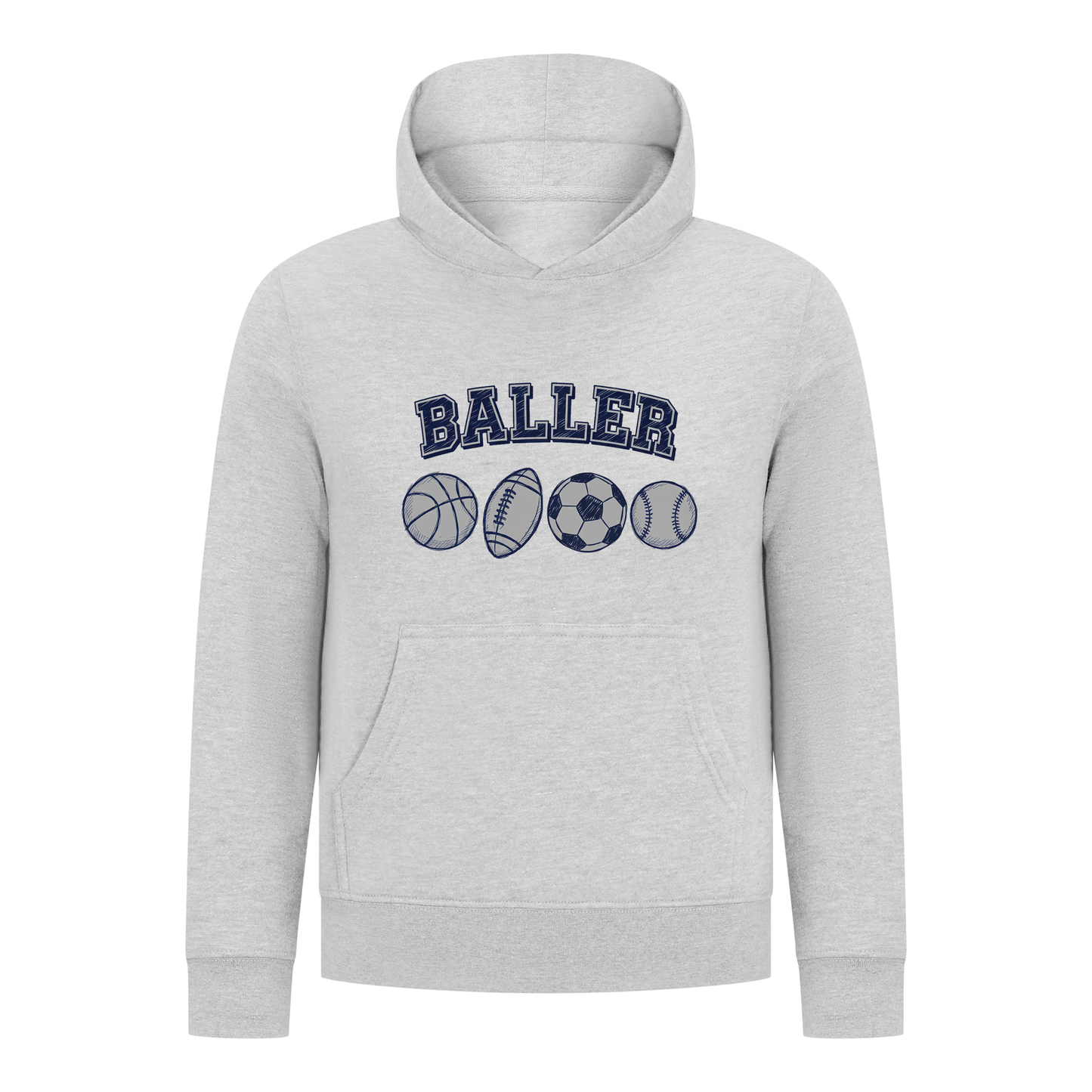 Everyday Kids Sports Collection Boys Pullover Hoodie – Ballers Multi-Sport Graphic Sweatshirt