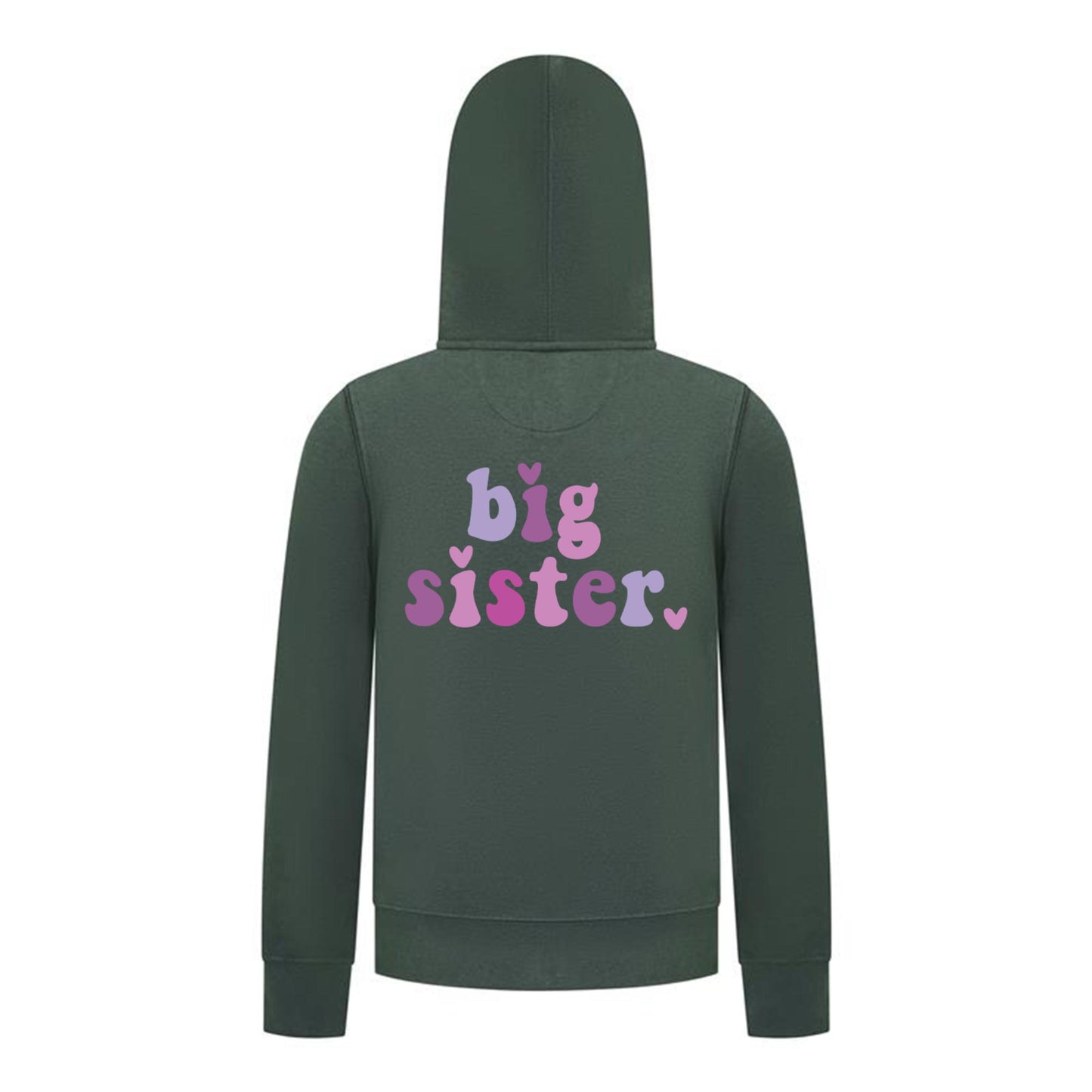 Everyday Kids Big Sister Girls Zip Up Hoodie – Cute Colorful Sibling Sweatshirt