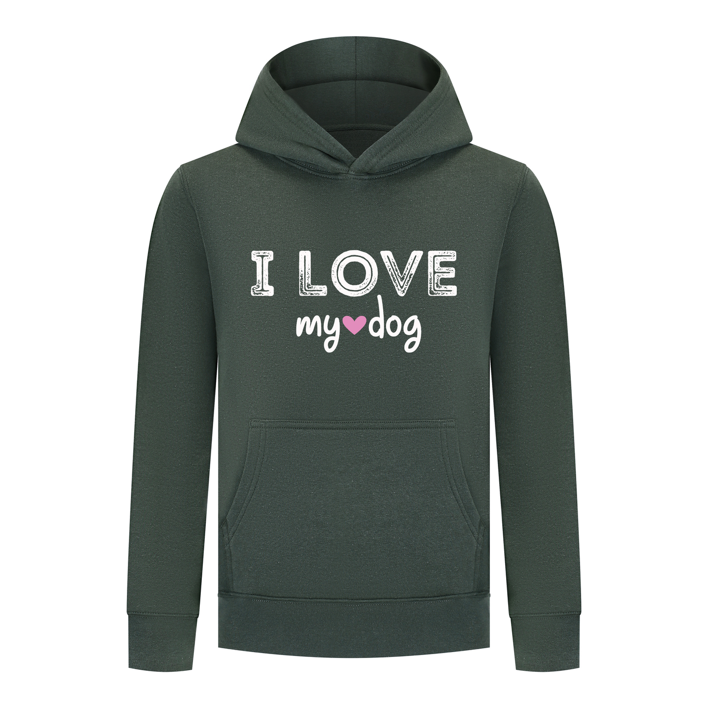 Everyday Kids Girls Collection I Love My Dog Pullover Hoodie – Cozy Pet Lover Graphic Long Sleeve Sweatshirt
