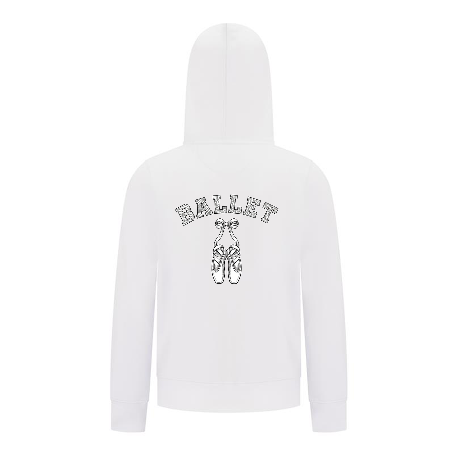 Everyday Kids Ballet Collection Hoodie Girls Zip Up – Pointe Shoe Sketch Design - Graphic Sweatshirt