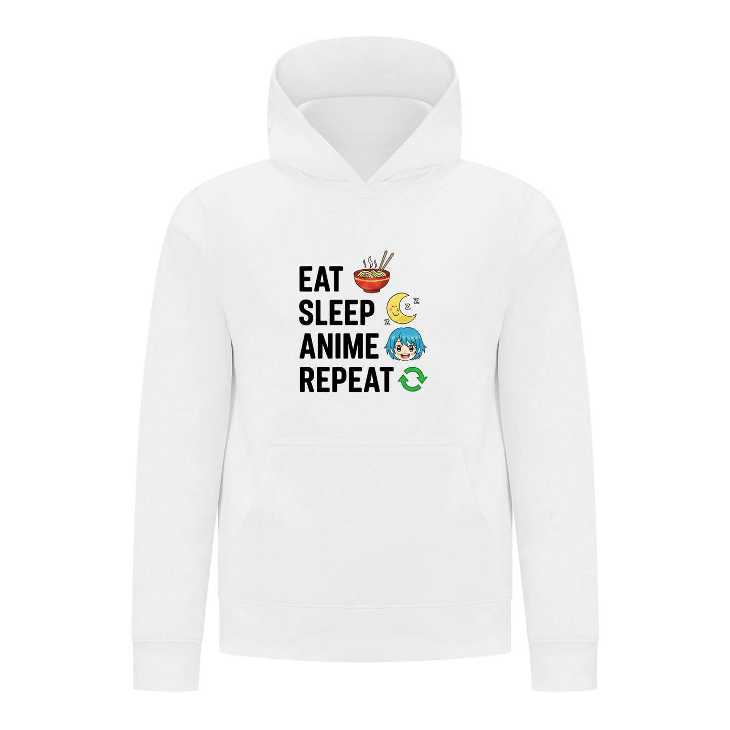 Everyday Kids Anime Collection Boys Pullover Hoodie – Soft, Cozy Sweatshirt with Cute Ramen & Moon Design